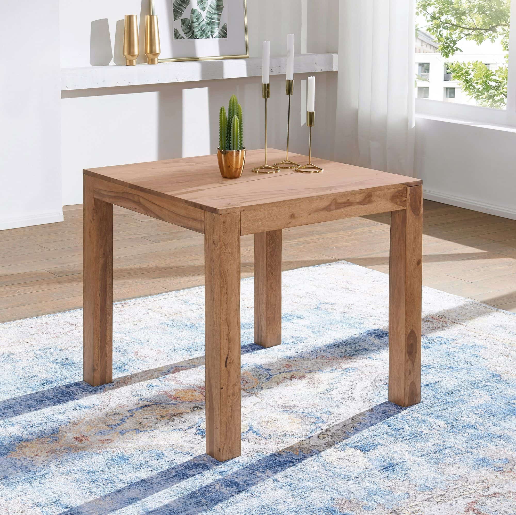 Esstisch MUMBAI Massivholz Akazie 80 cm Esszimmer-Tisch Holztisch Design Küchentisch Landhaus-Stil dunkel-braun Esstisch MUMBAI Massivholz Akazie 80 cm Esszimmer-Tisch Holztisch Design Küchentisch Landhaus-Stil dunkel-braun