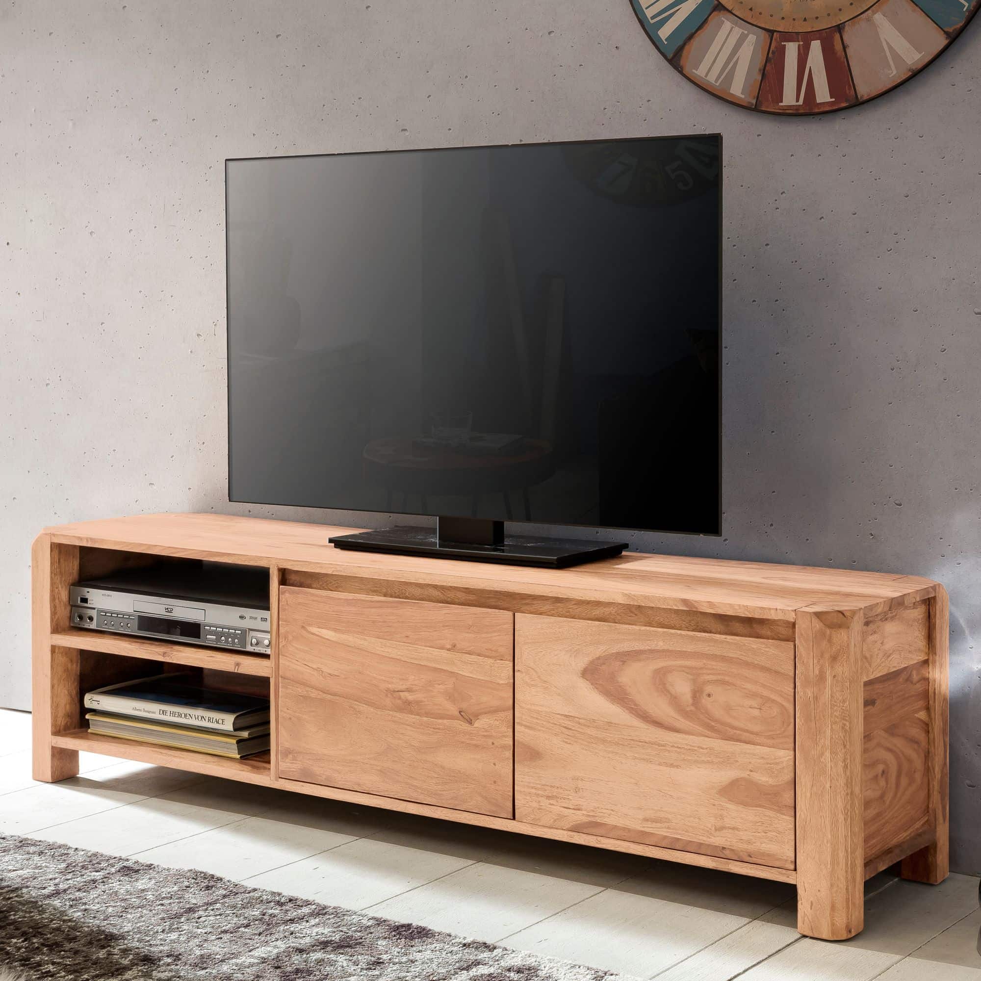 Lowboard BOHA Massivholz Akazie Kommode 140 cm TV-Board Ablage-Fächer Landhaus-Stil Unterschrank 40 cm TV-Möbel Lowboard BOHA Massivholz Akazie Kommode 140 cm TV-Board Ablage-Fächer Landhaus-Stil Unterschrank 40 cm TV-Möbel