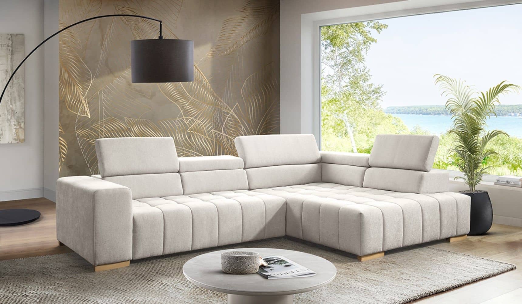 Sofa Elias von Exxpo mit Sitztiefenverstellung & Schlaffunktion