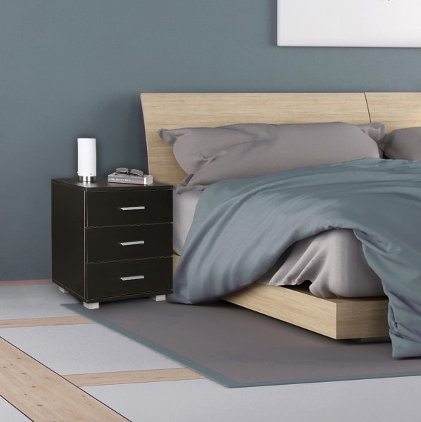 44679-WOHNLING-Nachtkonsole-NINA-Holz-Nachttisch-mo Nachtkonsole LATINA Holz Nachttisch modern mit 3 Schubladen schwarz
