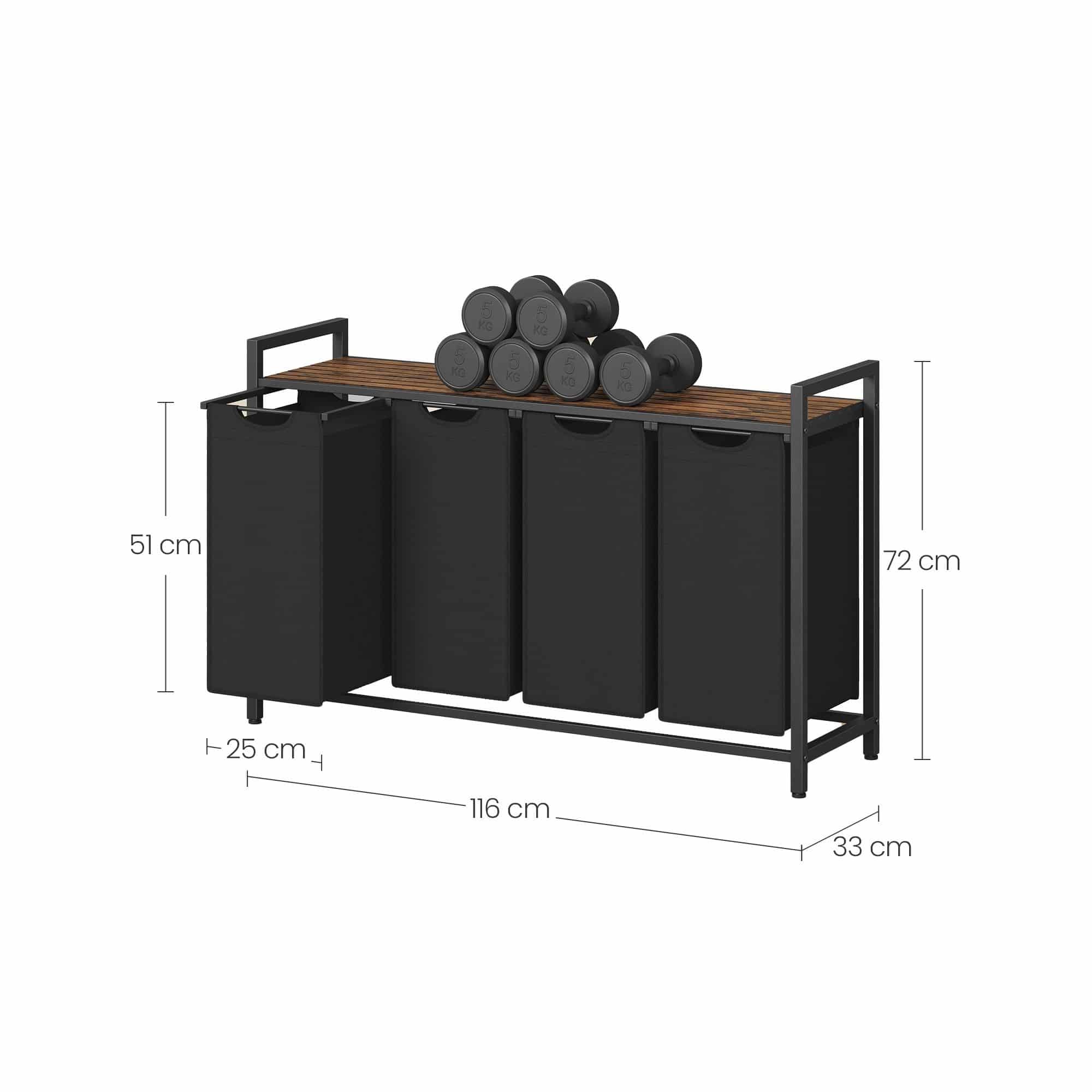 Wäschekorb 4 Fächer, Wäschesammler mit Ablage, Wäschebox Wäschekorb 4 Fächer, Wäschesammler mit Ablage, Wäschebox