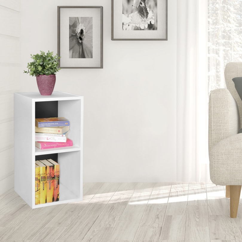 44718-WOHNLING-Standregal-KLARA-weiss-Rueckwand-s Standregal WL5.178 Holz 30x60x30 cm Modern Weiß Schwarz Regal Klein