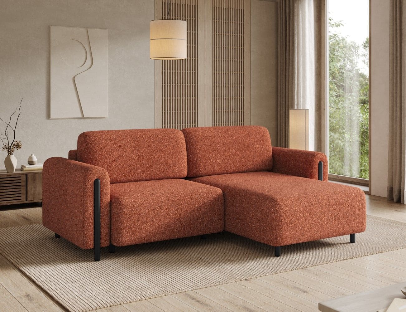 Ecksofa Acossta Jaffray Mikrofaser Ziegelrot mit Schlaffunktion Ecksofa Acossta Jaffray Mikrofaser Ziegelrot mit Schlaffunktion