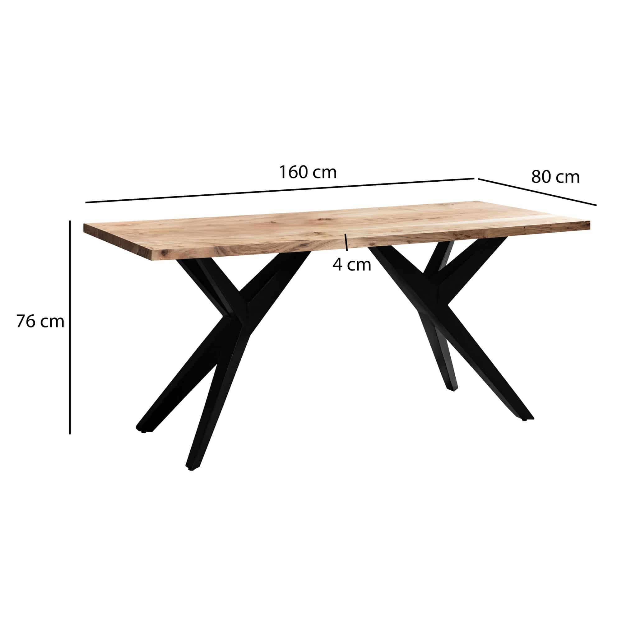 Esszimmertisch 160x80x76 cm Akazie Massivholz Metall Esstisch Loft-Style Esszimmertisch 160x80x76 cm Akazie Massivholz Metall Esstisch Loft-Style