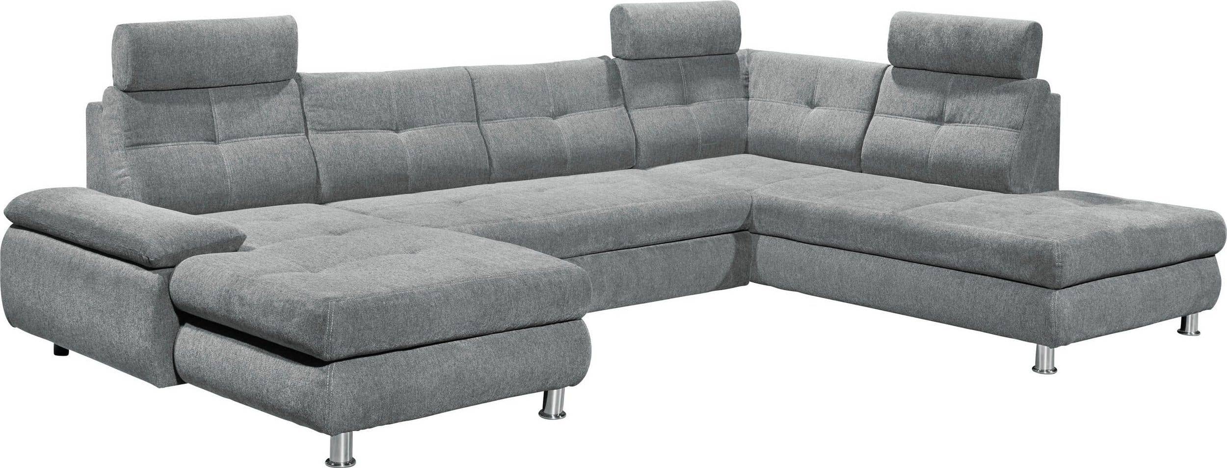 Wohnlandschaft Alba von ED Exciting Design mit Schlaffunktion & Bettkasten – U-Form Sofa aus hochwertigem Brego-Stoff