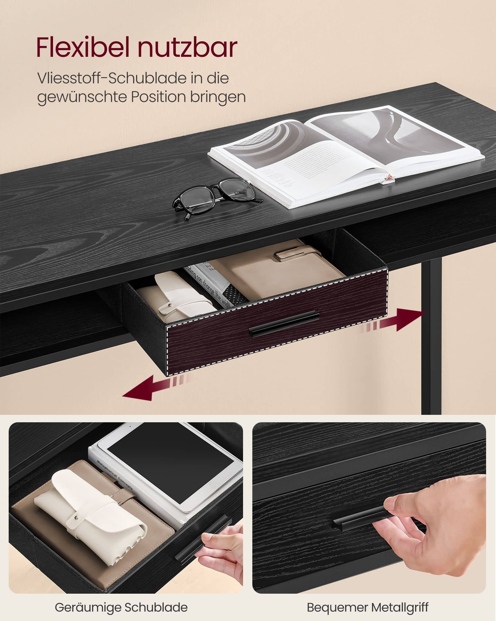 Bartisch mit Schublade 40 x 120 x 104,6 cm ebenholzschwarz Bartisch mit Schublade 40 x 120 x 104,6 cm ebenholzschwarz