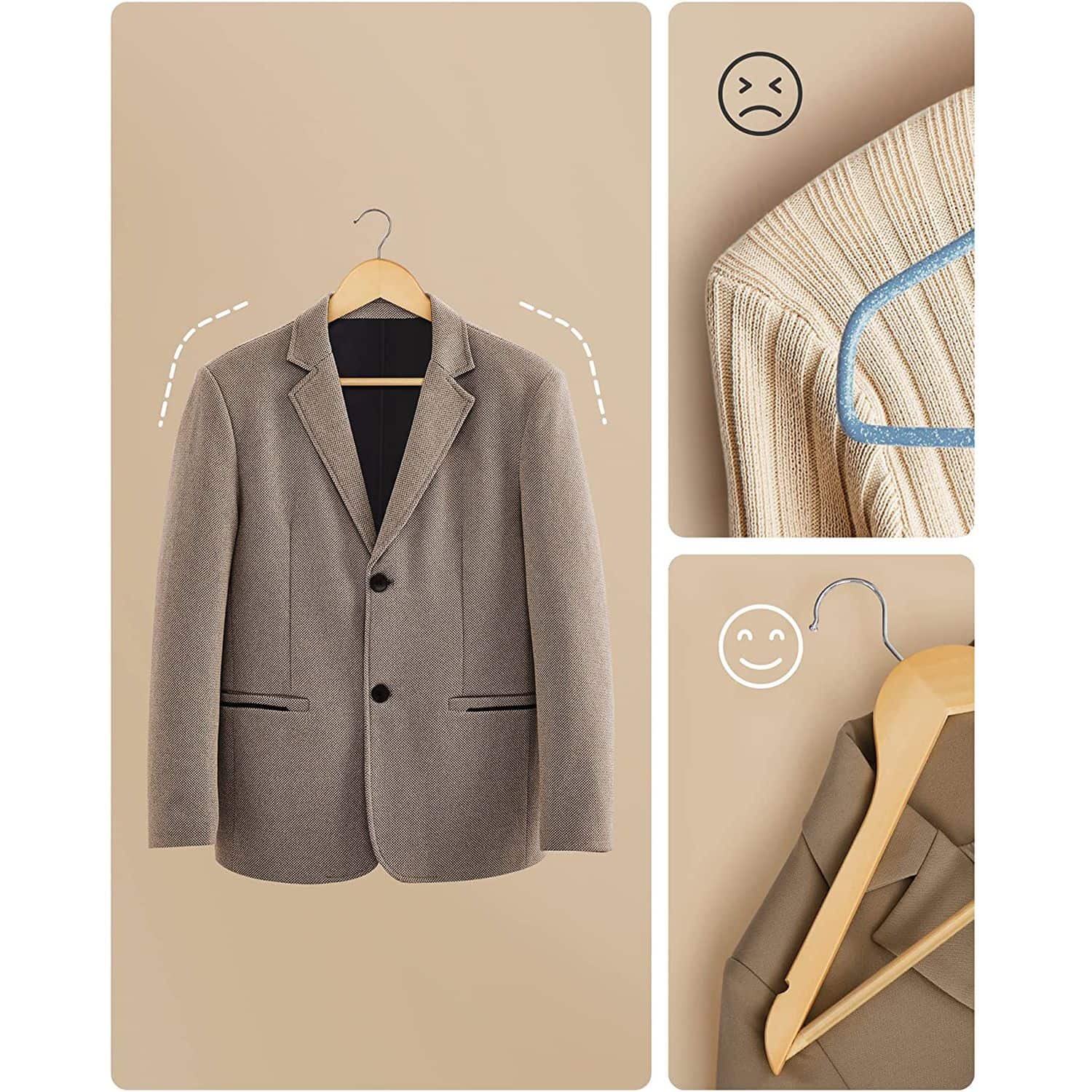 Kleiderbügel Ahornholz 10 Stück-B34CRW001-10 Kleiderbügel Ahornholz 10 Stück-B34CRW001-10