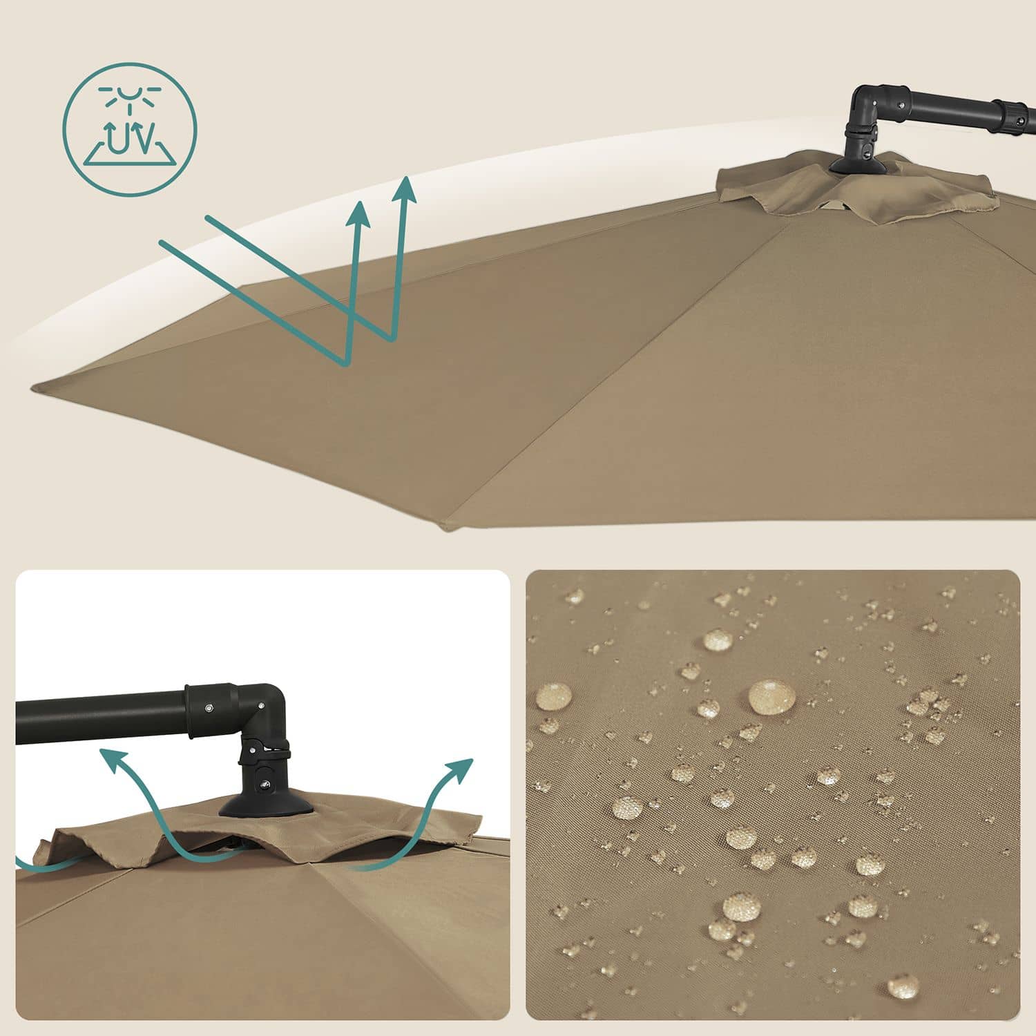 Sonnenschirm mit Kurbel zum Öffnen und Schließen Sonnenschirm mit Kurbel zum Öffnen und Schließen