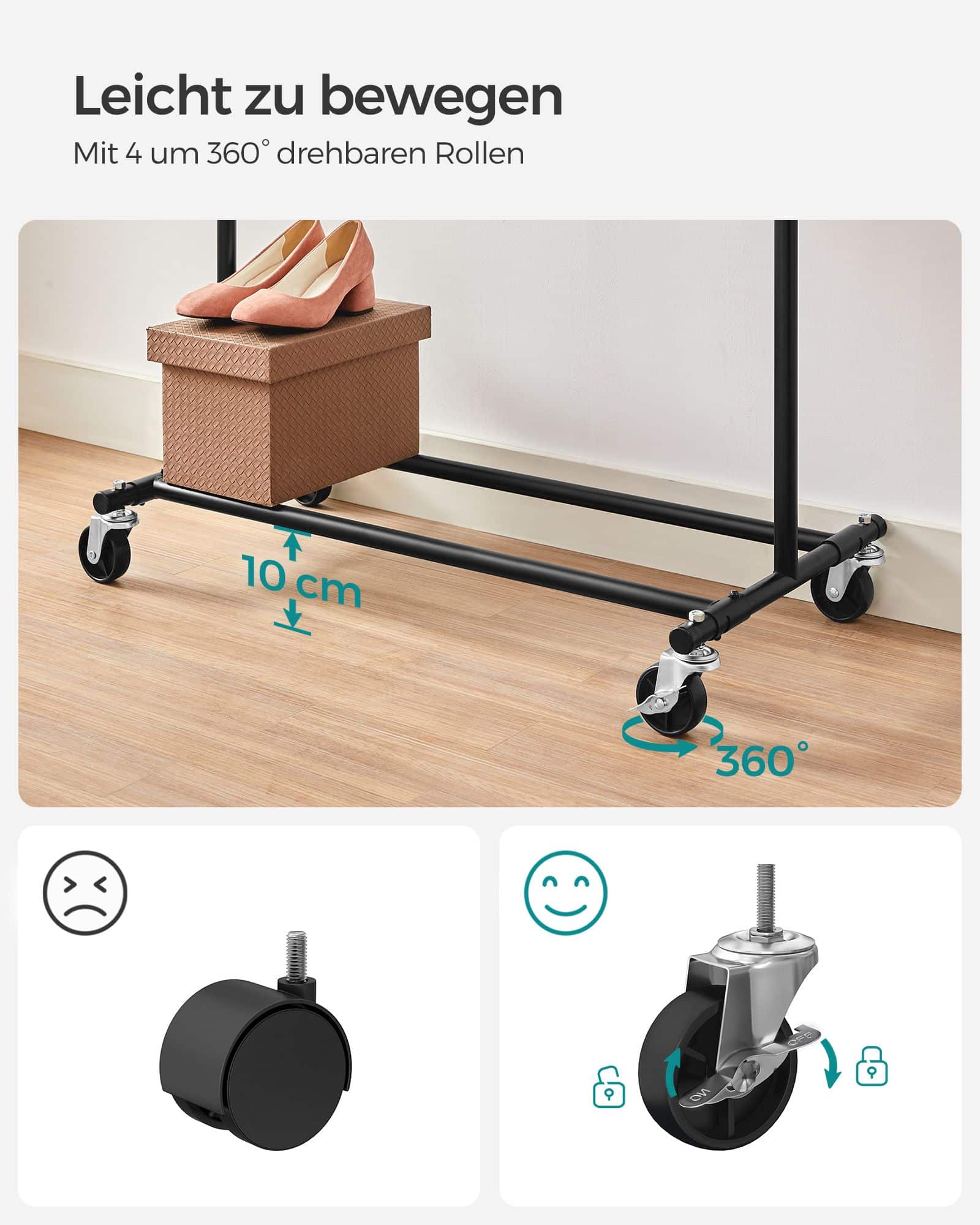Industriestil Kleiderständer mit Rollen-B34HSR13BKV1 Industriestil Kleiderständer mit Rollen-B34HSR13BKV1