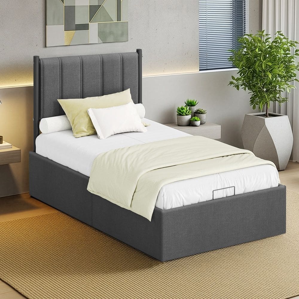 Bettgestell, 90 x 200 cm, hochklappbar Lattenrost Bettgestell, 90 x 200 cm, hochklappbar Lattenrost