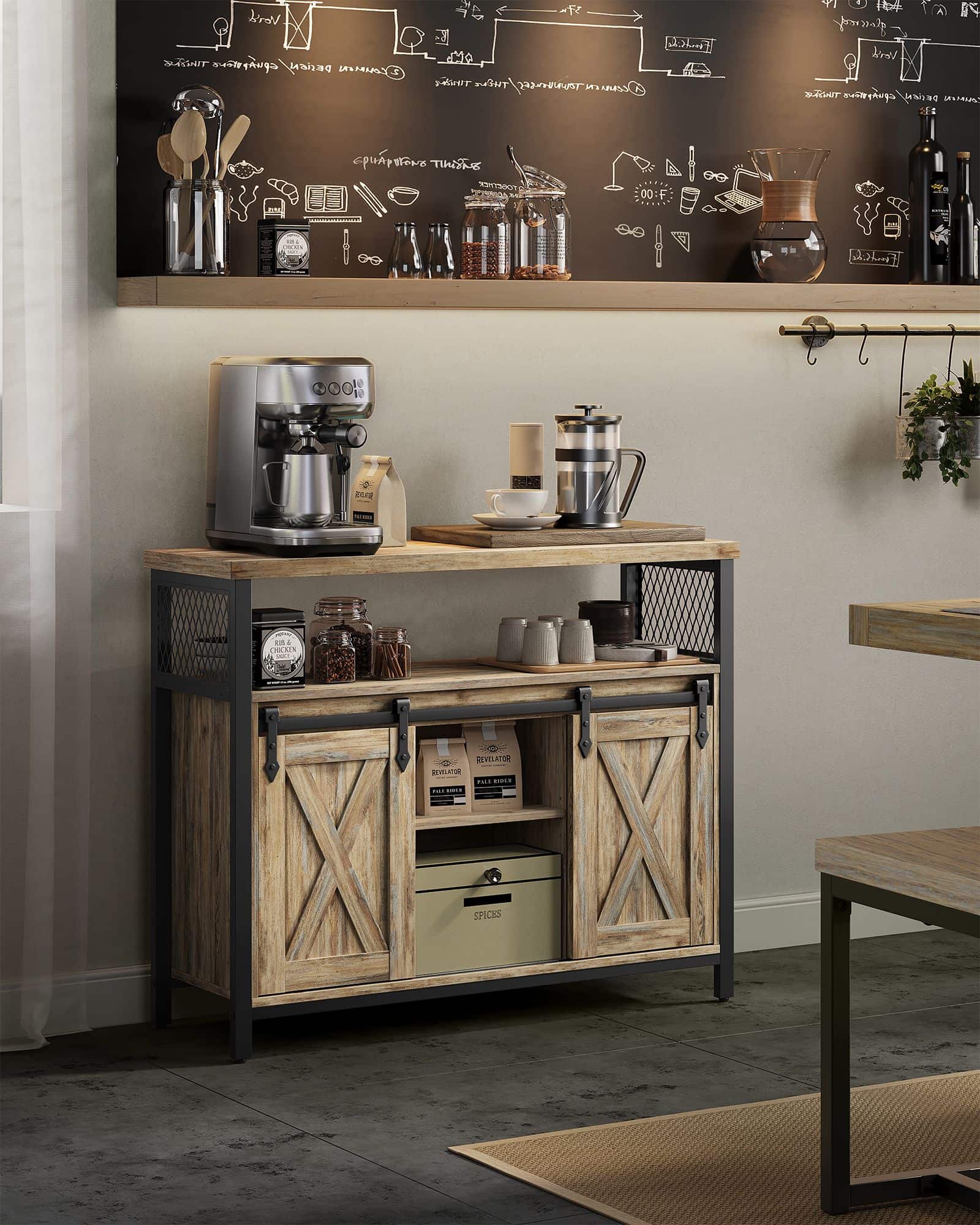 Sideboard mit Schiebetüren und Ablagen-LSC092B60 Sideboard mit Schiebetüren und Ablagen-LSC092B60