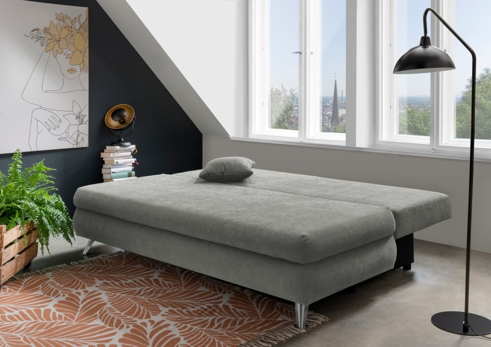 Benformato_Altona_2FBK_3608_F06-4 Elegantes Benformato Sofa Altona: Schlaffunktion & Bettkasten in Hellgrau