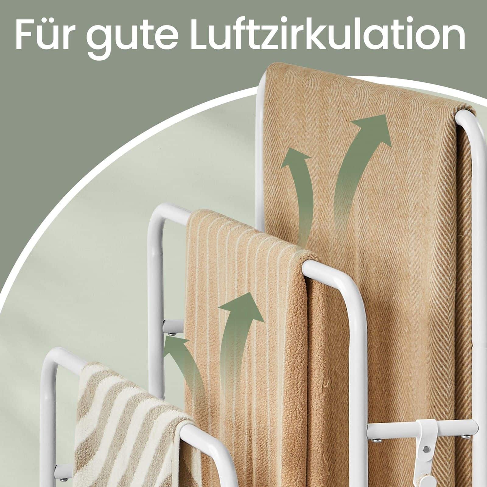 Handtuchhalter mit 3 Stangen, Handtuchständer mit 2 Haken, für Wohnzimmer Handtuchhalter mit 3 Stangen, Handtuchständer mit 2 Haken, für Wohnzimmer