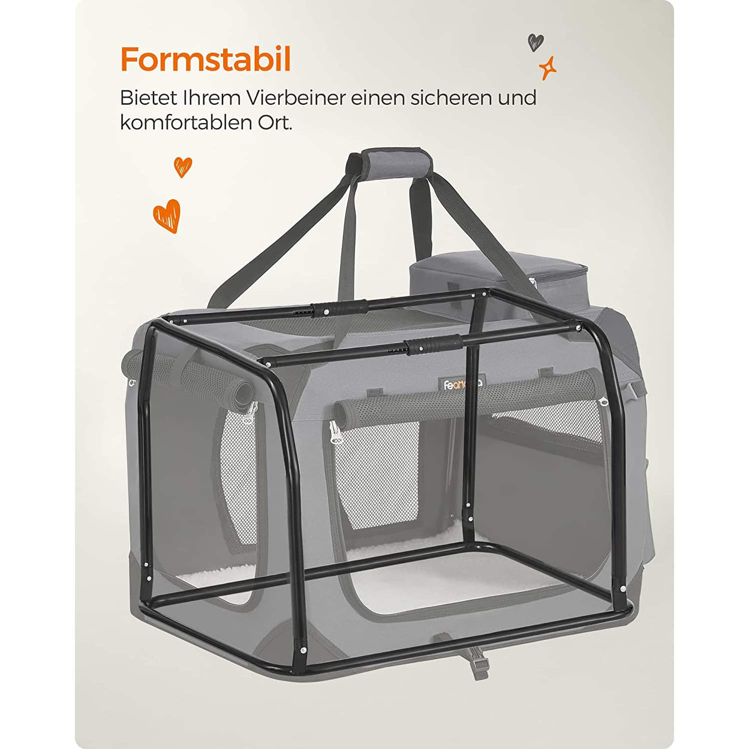 Hundebox faltbar 81 x 58 x 58 cm grau-PDC008G01 Hundebox faltbar 81 x 58 x 58 cm grau-PDC008G01