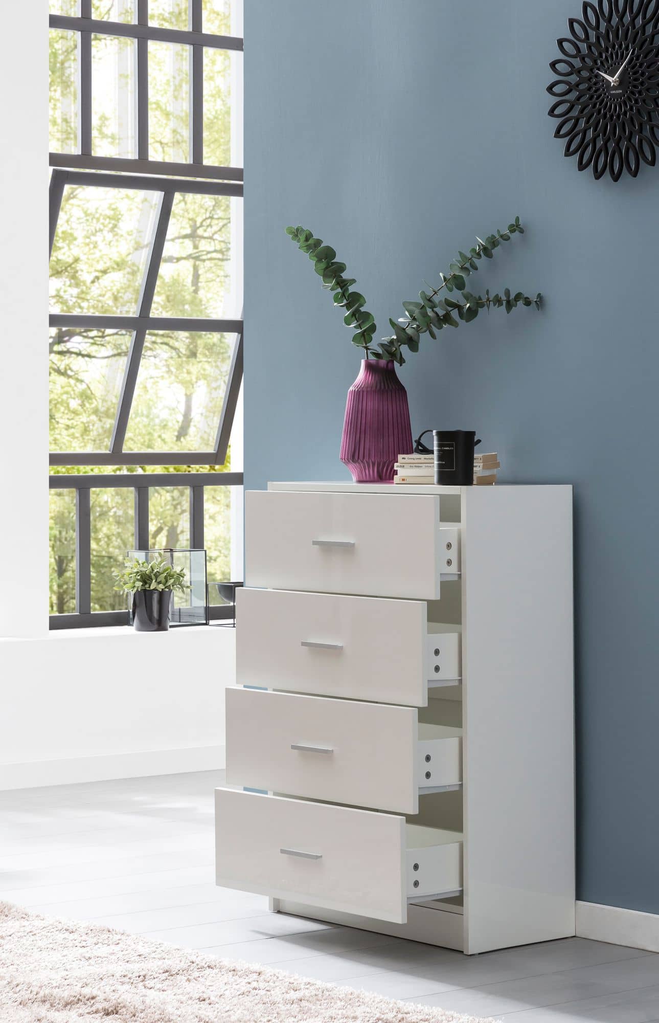 48558-WOHNLING-Sideboard-RAYA-60x30x90-cm-hochglanz-Weiss-WL5-864-WL5-864_4 Design Sideboard WL5.864 Weiß Hochglanz 60x90x30 cm Anrichte Holz Modern