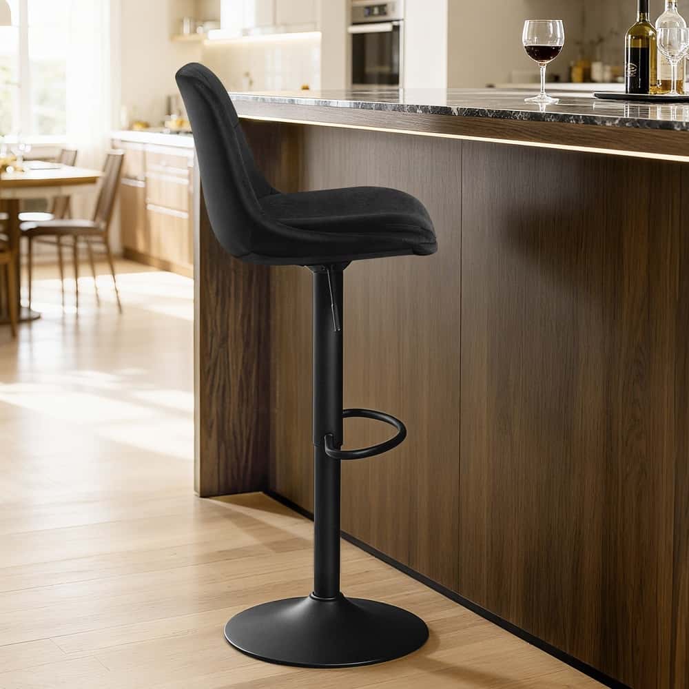 2 Barstühle, Barhocker mit Rückenlehne und Fußstütze, höhenverstellbar 2 Barstühle, Barhocker mit Rückenlehne und Fußstütze, höhenverstellbar