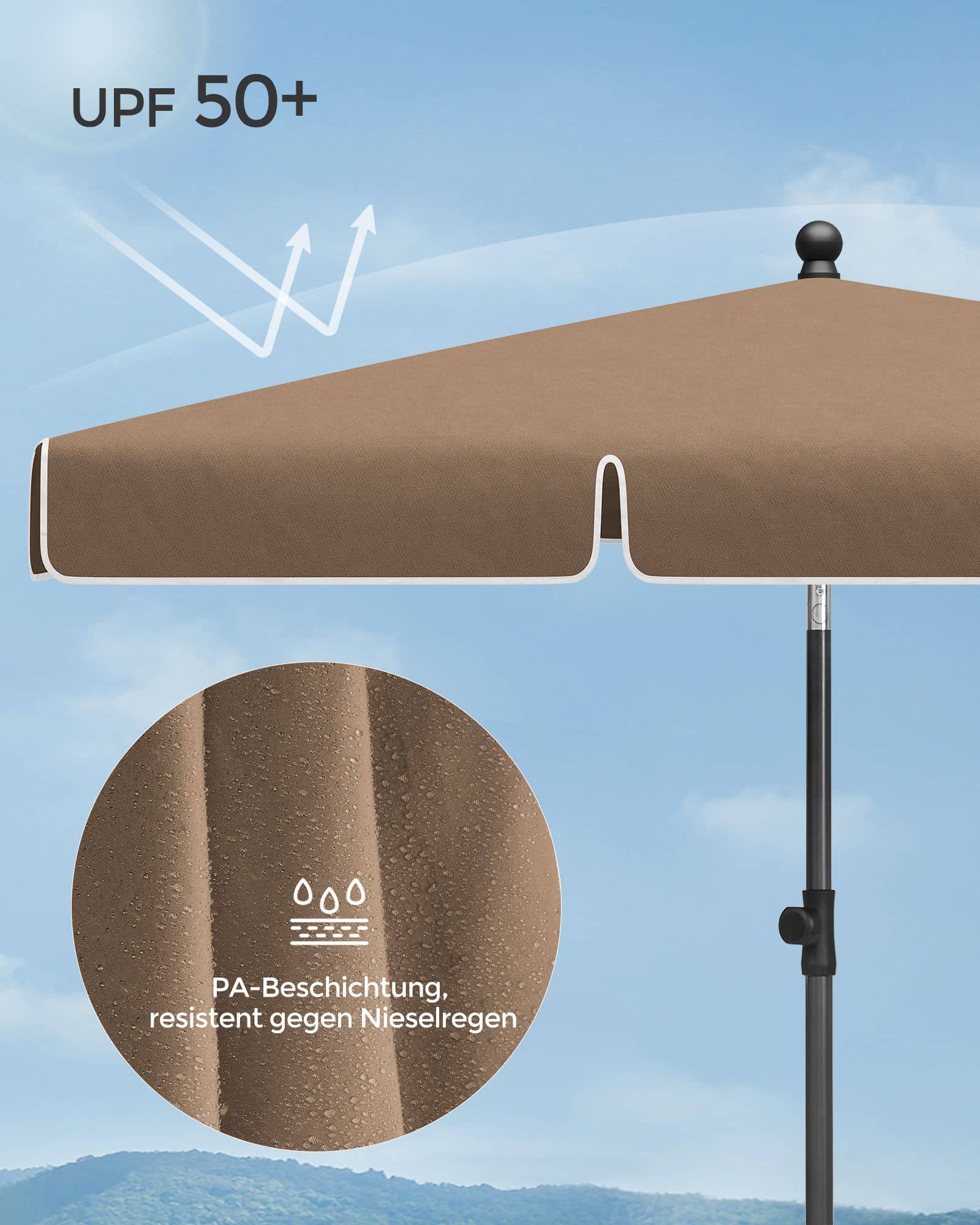 Sonnenschirm 200 x 125 cm knickbar und höhenverstellbar