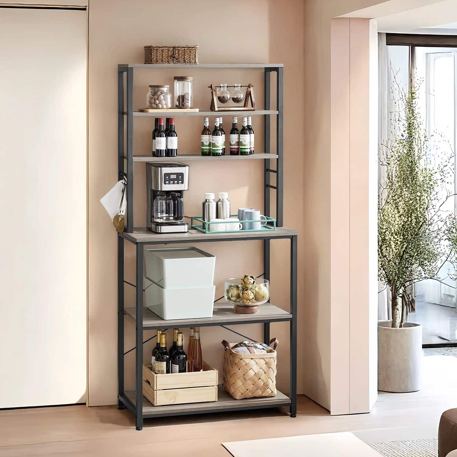 VASAGLE Küchenregal 40×80×167 cm anthrazitgrau