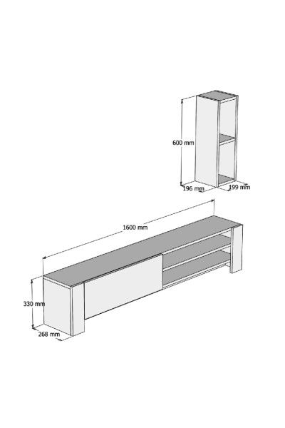 Naz - weiß - TV Lowboard mit Regal