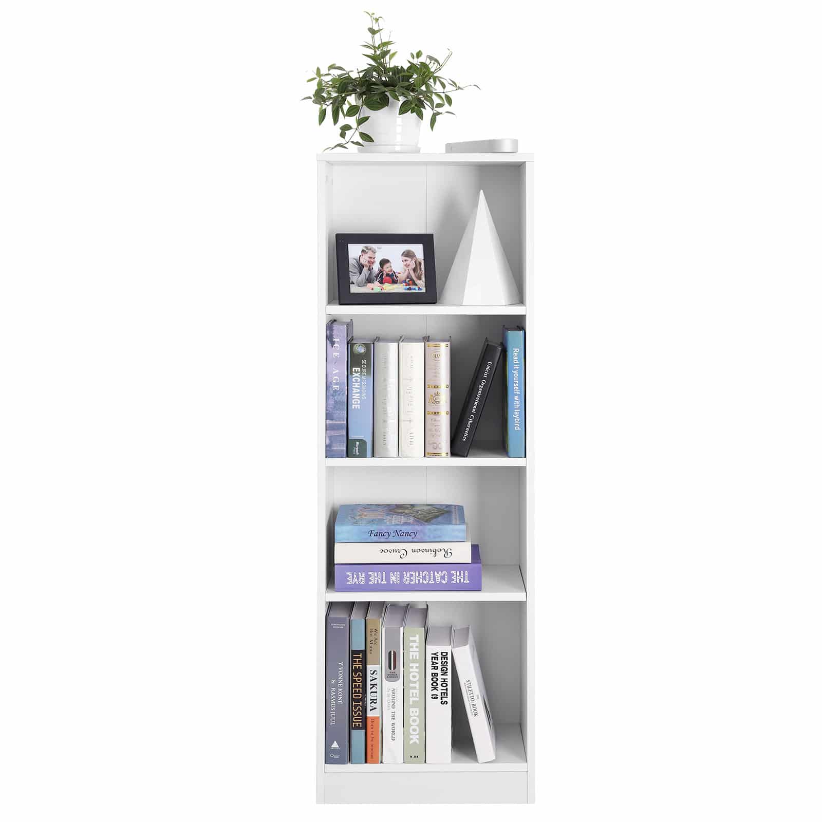 Schlichtes Bücherregal 4 Fächer Weiß-LBC104W