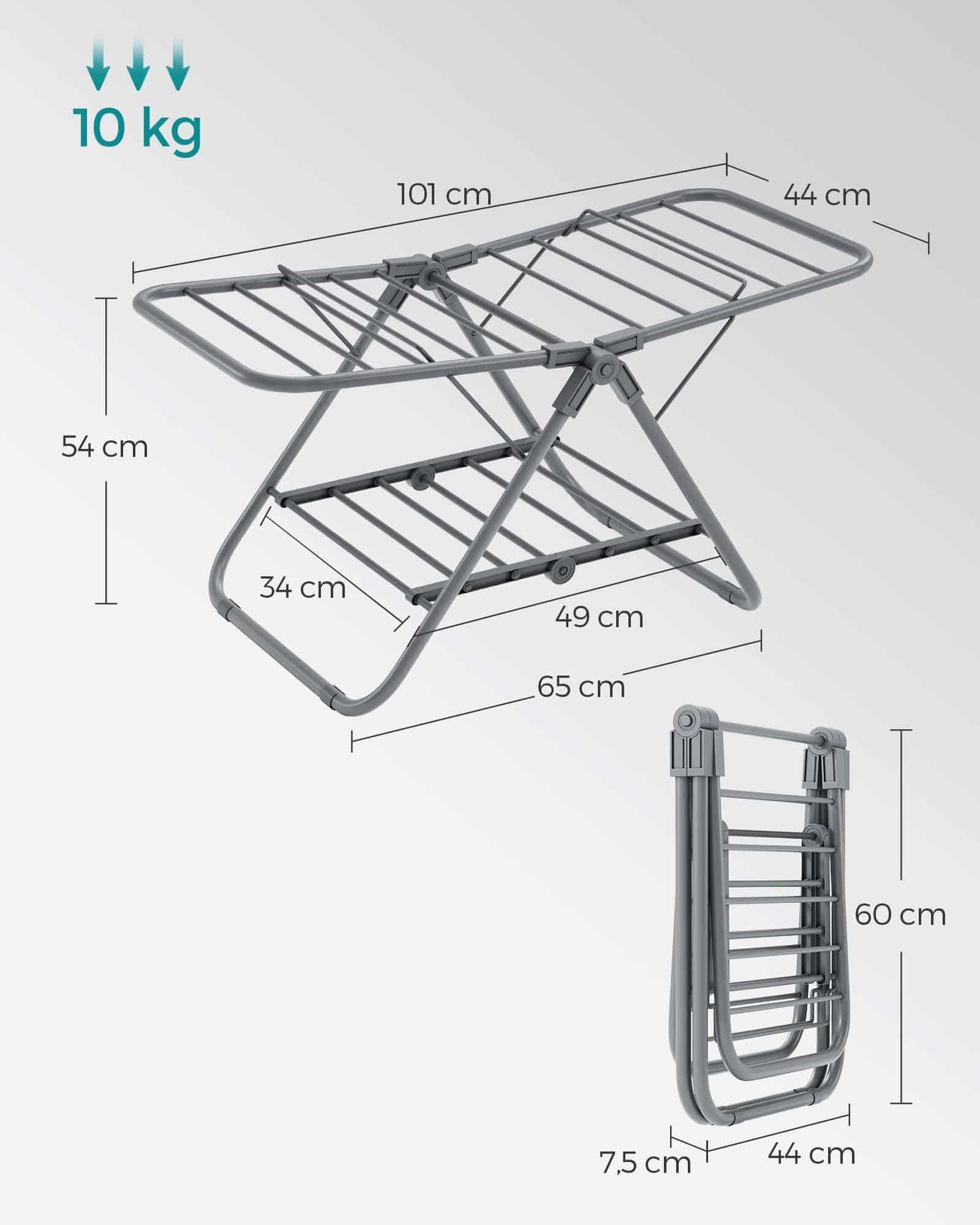 Wäscheständer mit 2 Flügeln aus Metall taubengrau Wäscheständer mit 2 Flügeln aus Metall taubengrau