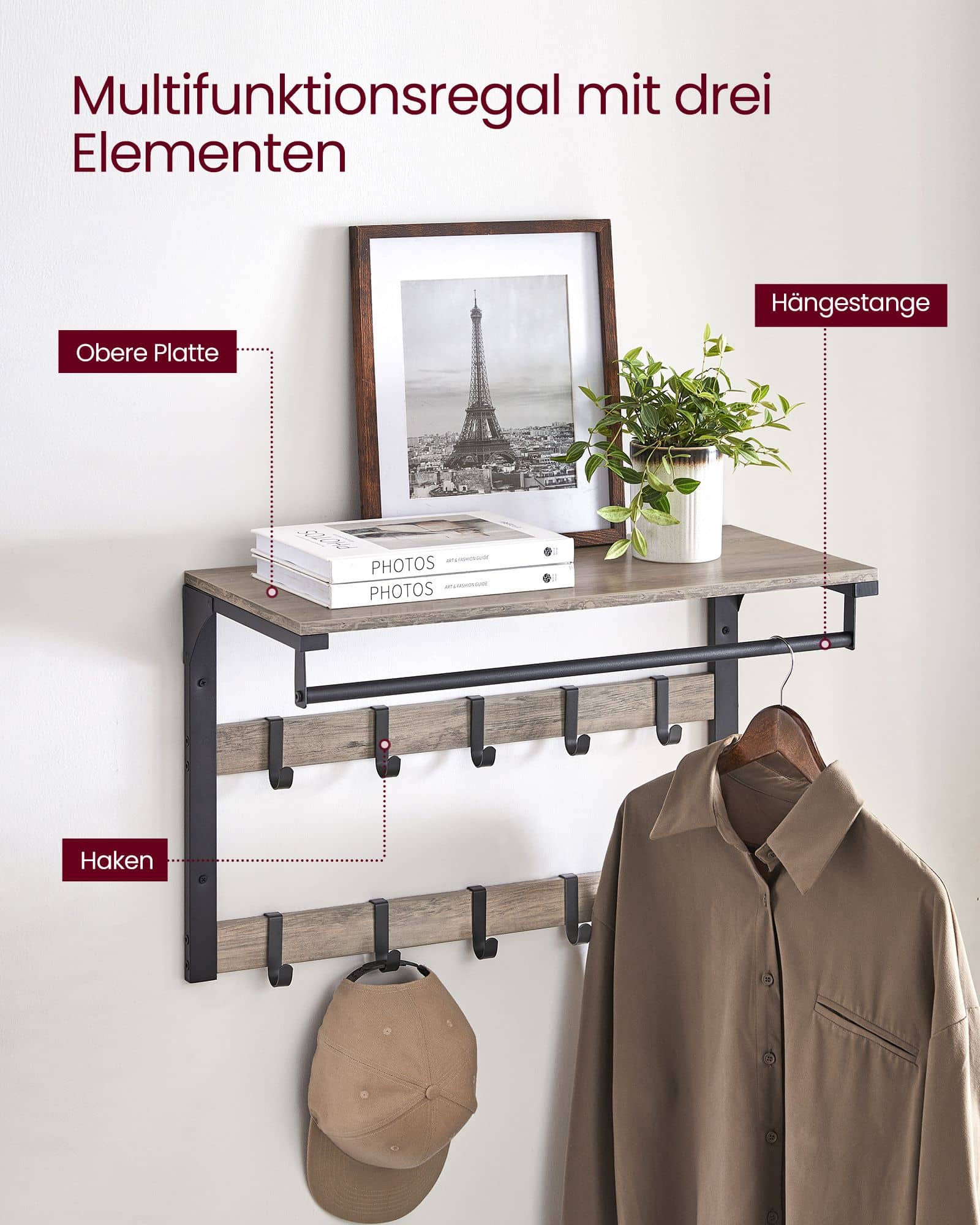 Wandgarderobe mit Kleiderstange Wandgarderobe mit Kleiderstange