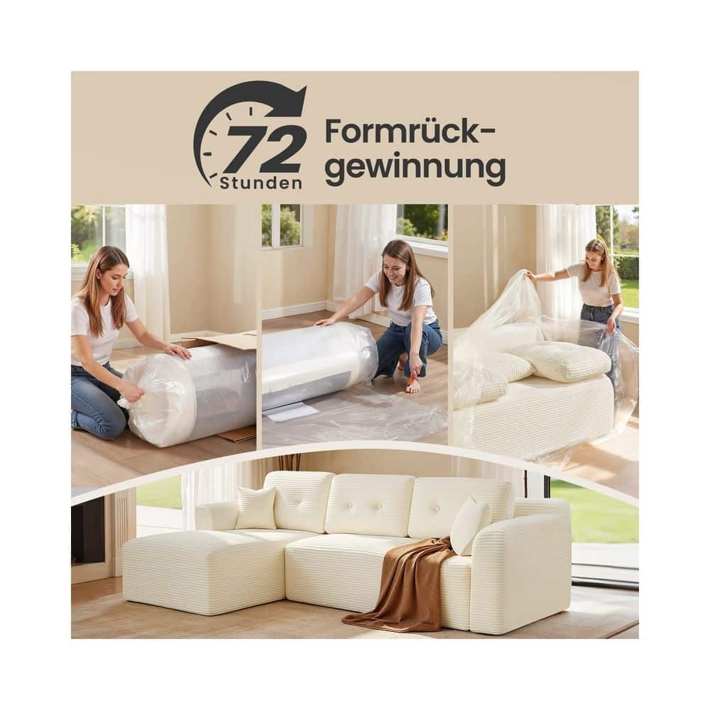Modulares Ecksofa 244 cm mit Chaiselongue cremeweiß Modulares Ecksofa 244 cm mit Chaiselongue cremeweiß