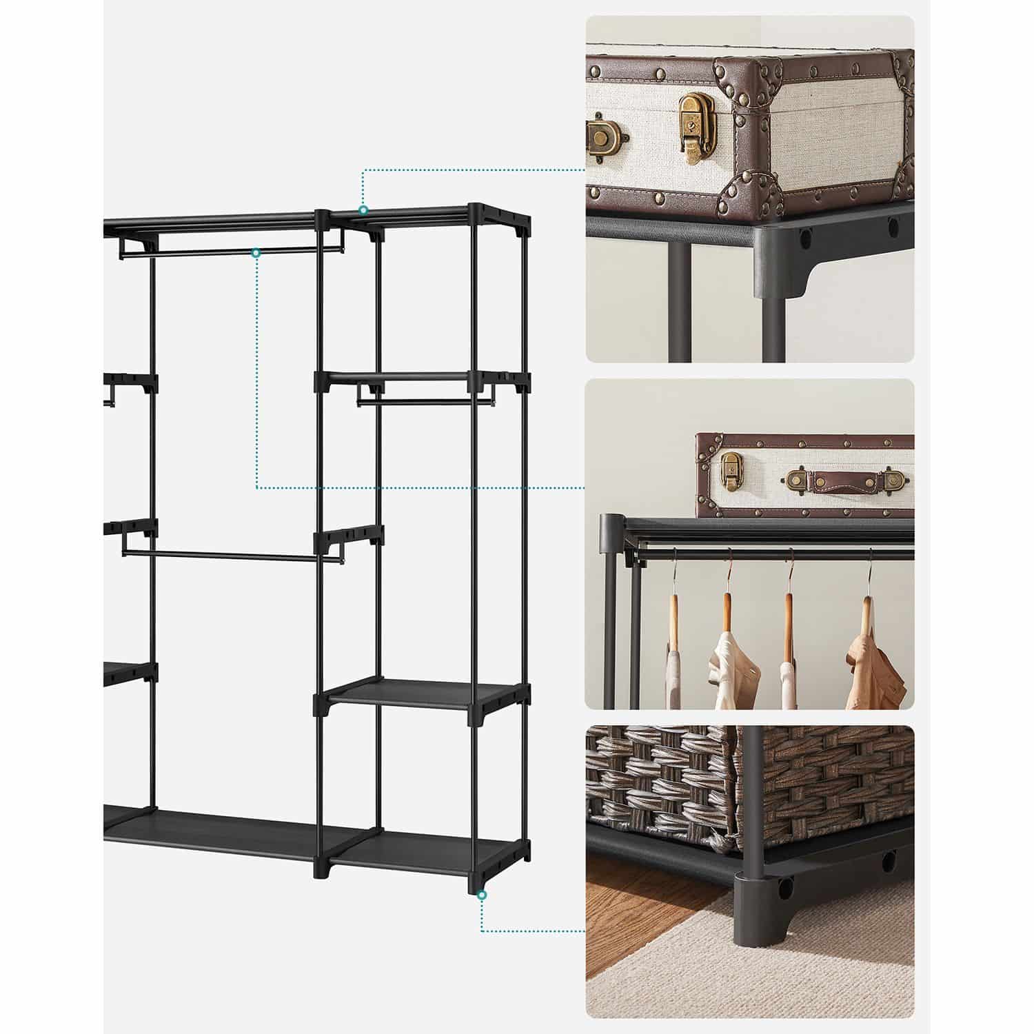 Offener Kleiderschrank mit 4 Hängefächern