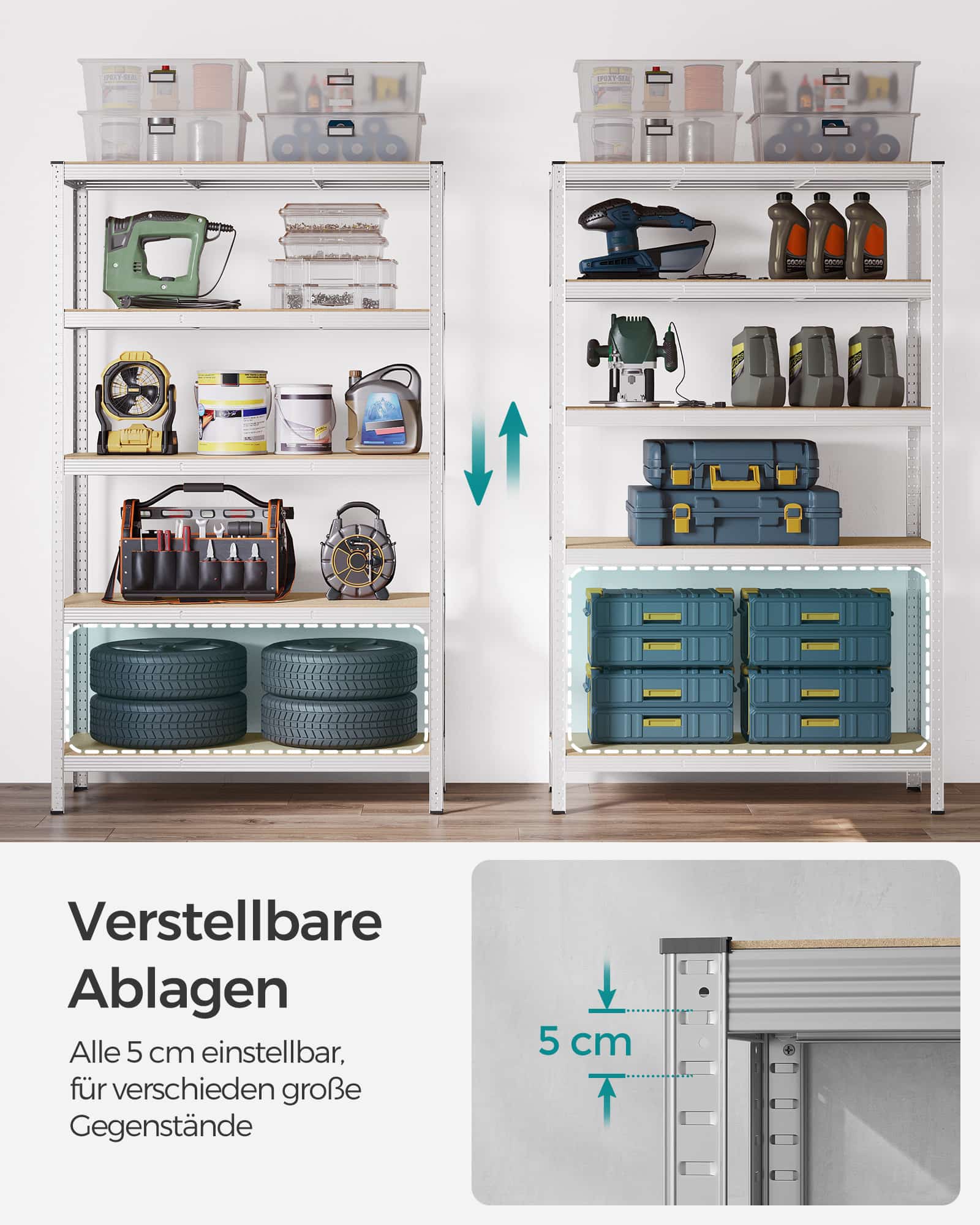Lagerregal mit 5 verstellbaren Ablagen-B34GLR060E01 Lagerregal mit 5 verstellbaren Ablagen-B34GLR060E01