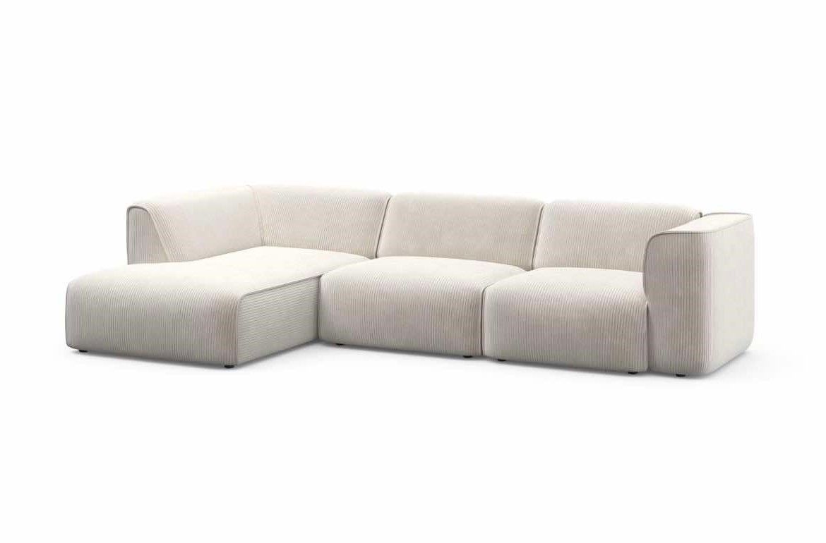 Ecksofa Maddox Beige – Modernes & Bequemes Sofa mit Feincord-Bezug, Wellenunterfederung & Kedernaht Ecksofa Maddox Beige – Modernes & Bequemes Sofa mit Feincord-Bezug, Wellenunterfederung & Kedernaht