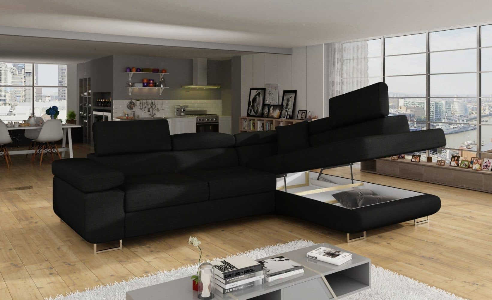  Eltap Ecksofa Anton mit Schlaffunktion & Bettkasten | Sawana