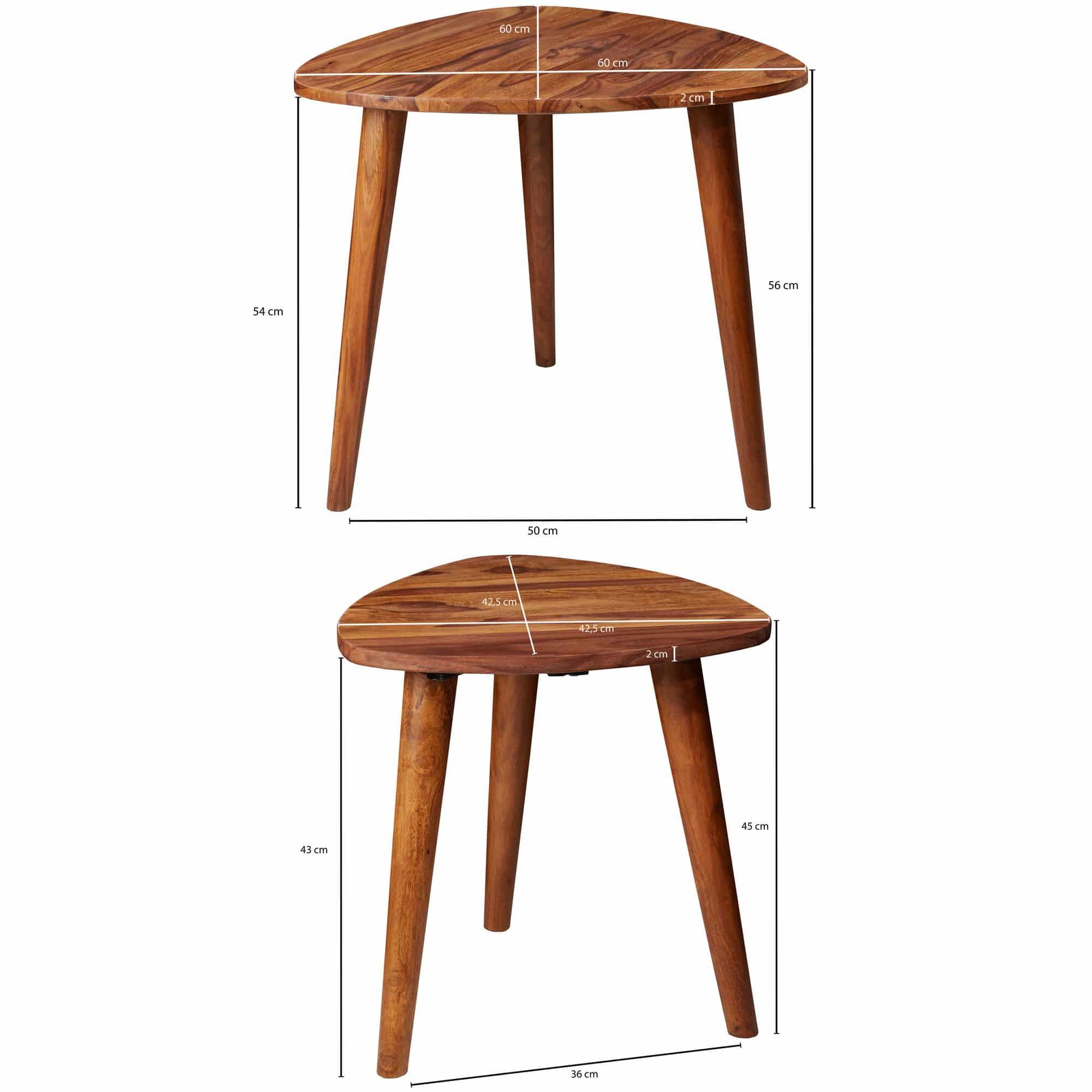 Design Satztisch WL5.574 Sheesham Massivholz Beistelltisch 2er Set Klein Design Satztisch WL5.574 Sheesham Massivholz Beistelltisch 2er Set Klein