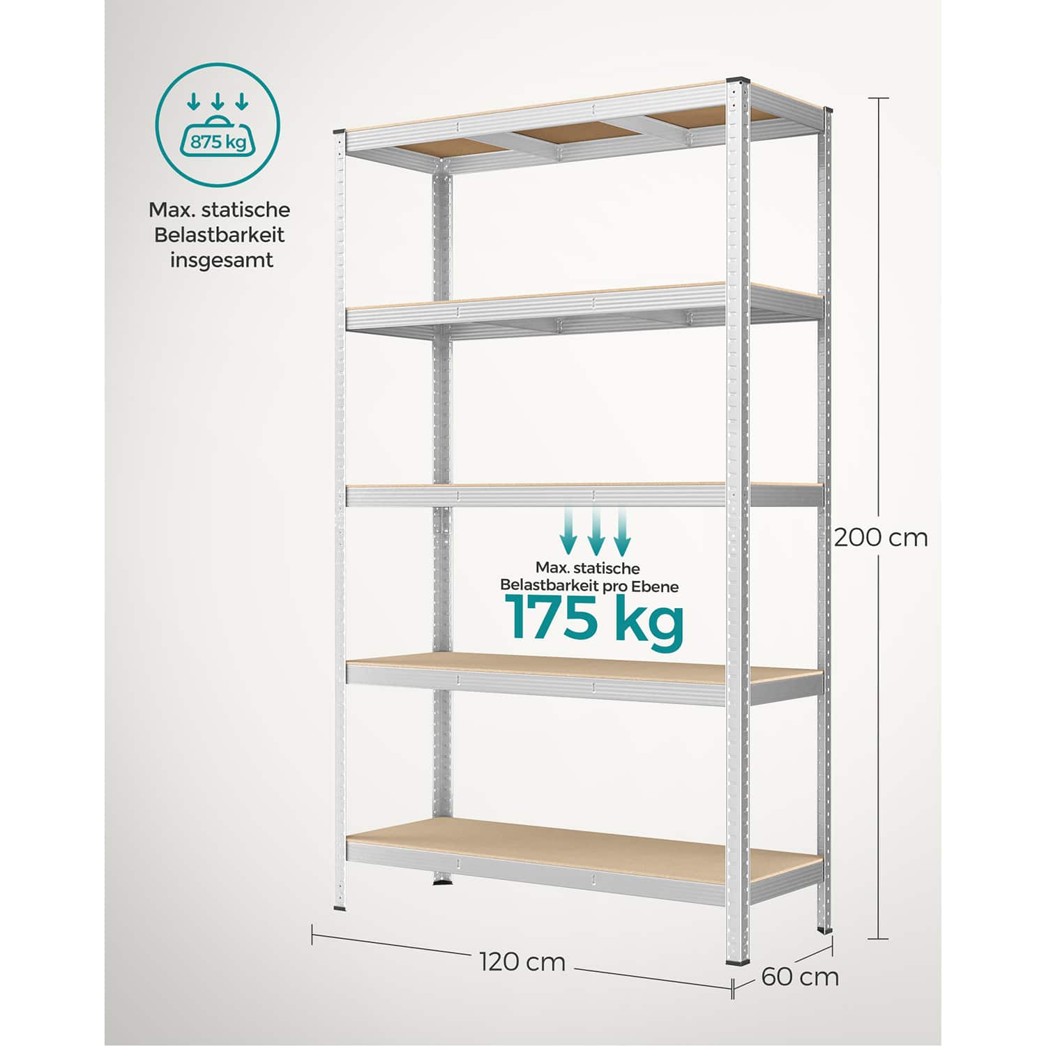 2er Set Kellerregal 200 cm hoch silbern-B34GLR060E02 2er Set Kellerregal 200 cm hoch silbern-B34GLR060E02