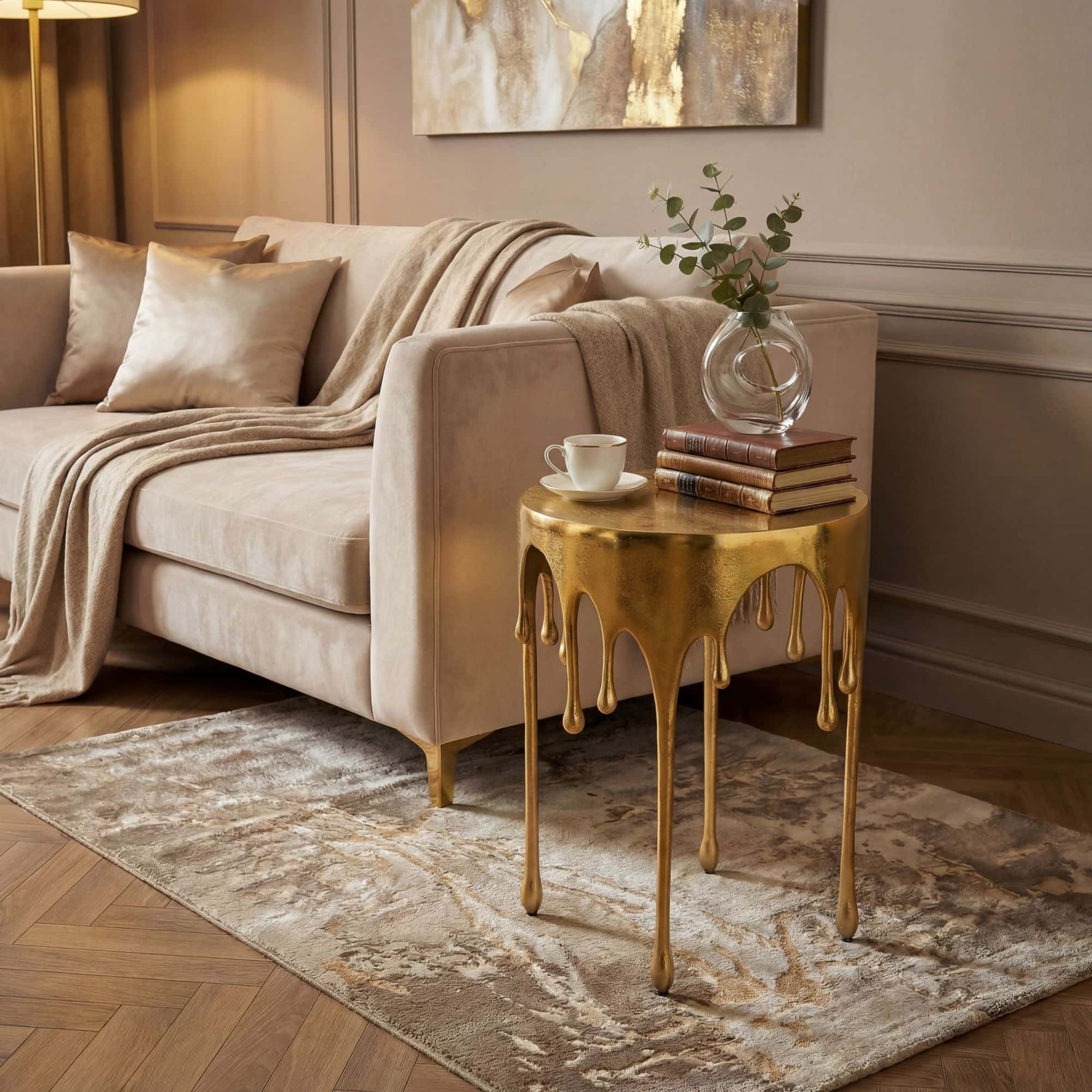 Beistelltisch Gold 43cm Aluminium Tisch Rund - Design Anstelltisch Alu Modern - Wohnzimmertisch Metall Tropfen - Metalltisch Dekotisch Couchtisch Handmade Beistelltisch Gold 43cm Aluminium Tisch Rund - Design Anstelltisch Alu Modern - Wohnzimmertisch Metall Tropfen - Metalltisch Dekotisch Couchtisch Handmade