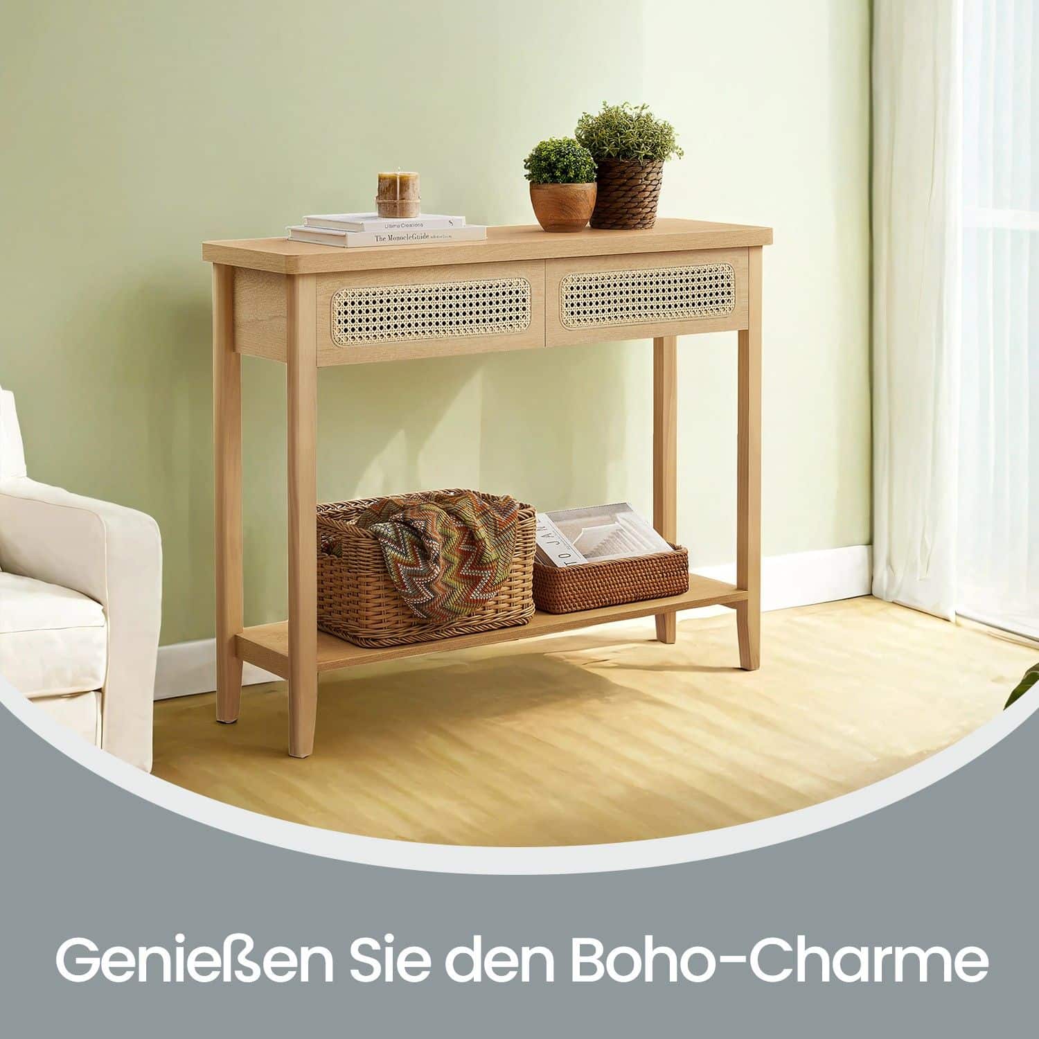 Konsolentisch mit 2 Schubladen Boho-Stil Konsolentisch mit 2 Schubladen Boho-Stil