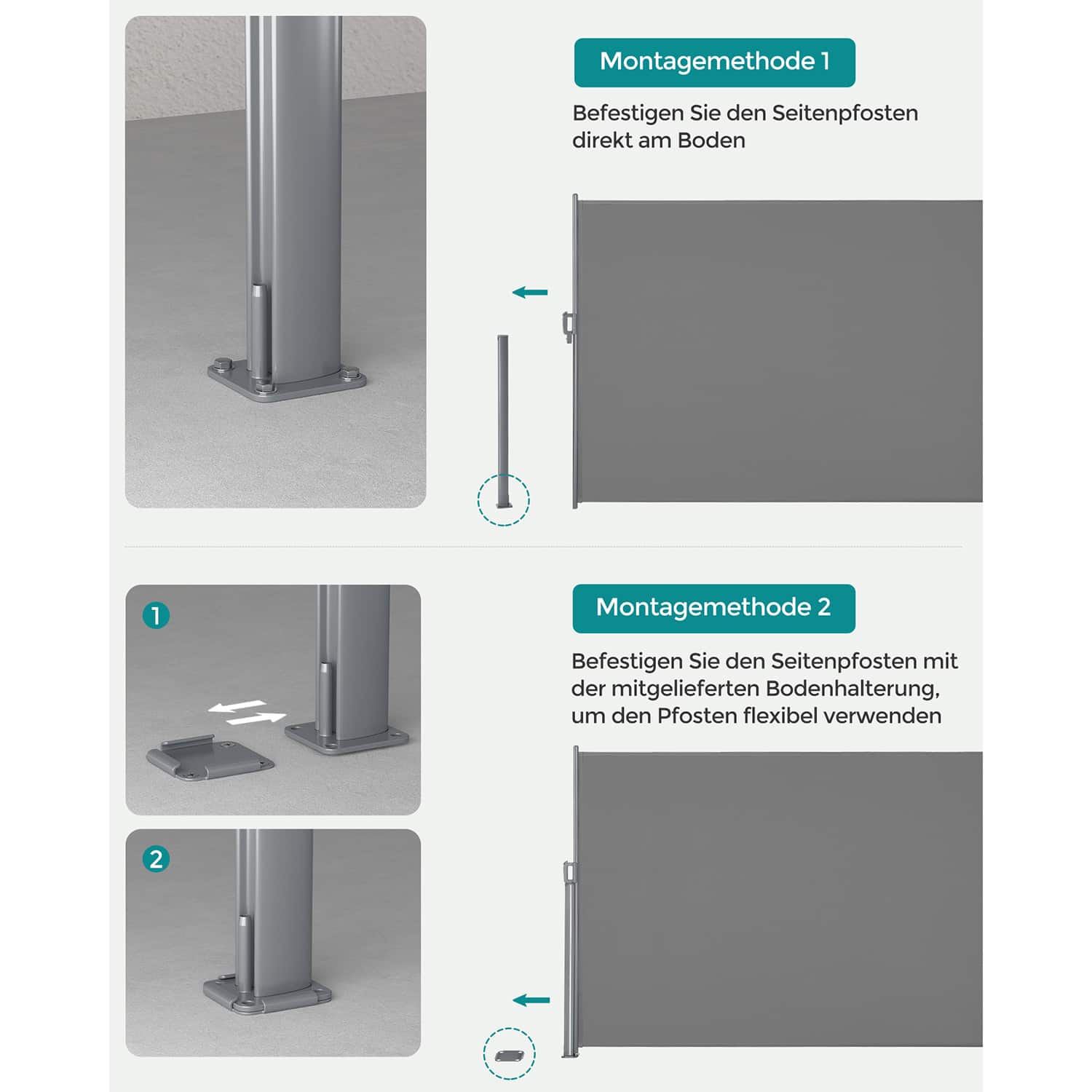Seitenmarkise ausziehbar 160 x 400 cm für Balkon