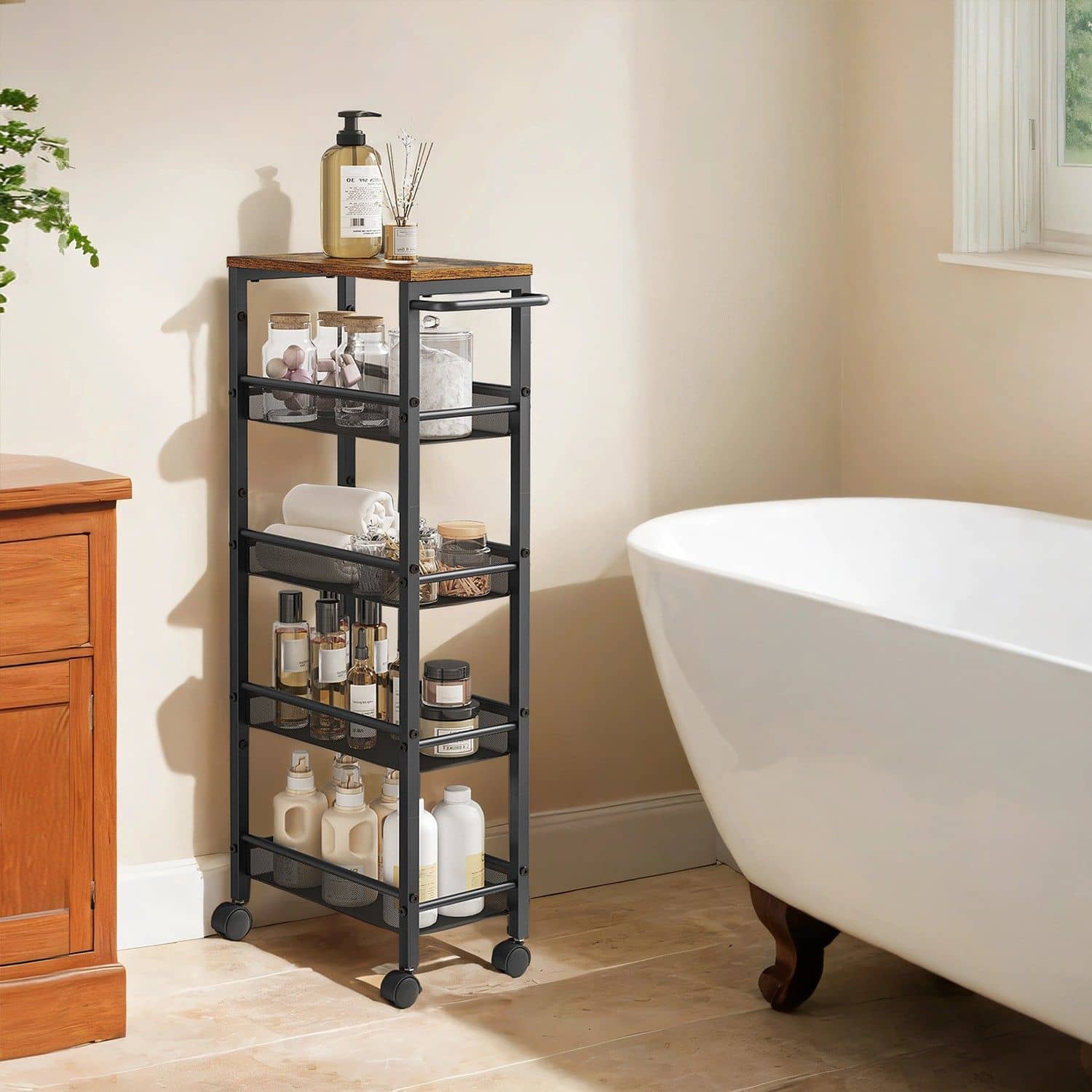 Rollwagen 5 Ebenen, Küchenwagen schmal, Nischenregal Rollwagen 5 Ebenen, Küchenwagen schmal, Nischenregal