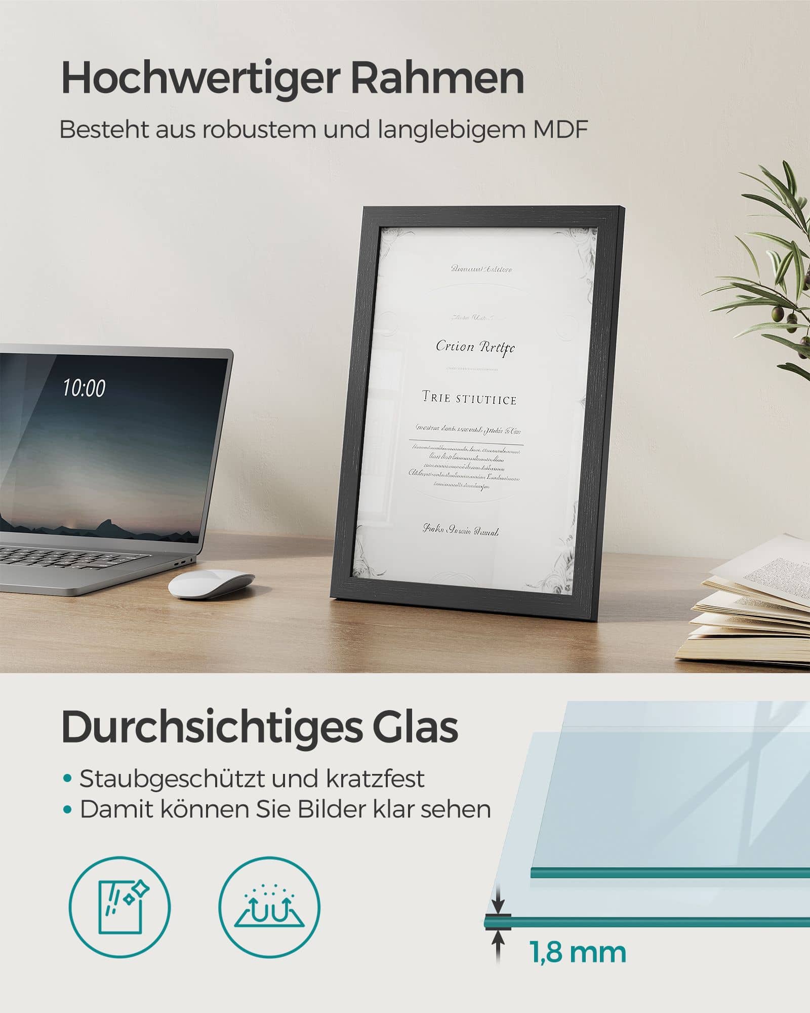 Bilderrahmen A4 spurenlose Wandhaken eschenschwarz Bilderrahmen A4 spurenlose Wandhaken eschenschwarz