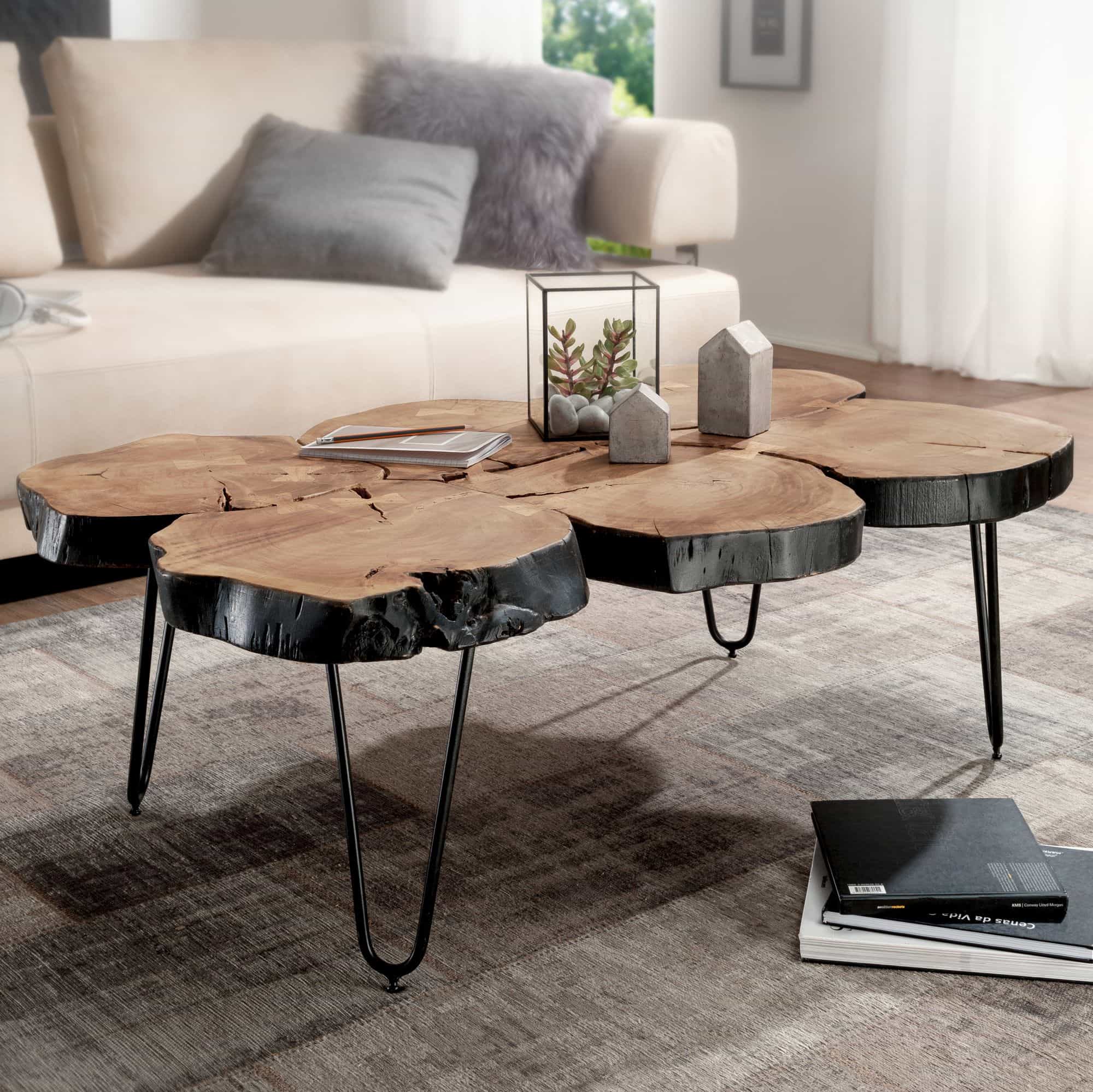 Couchtisch BAGLI Massiv-Holz Akazie 115 cm breit Wohnzimmer-Tisch Design Metallbeine Landhaus-Stil Beistelltisch Couchtisch BAGLI Massiv-Holz Akazie 115 cm breit Wohnzimmer-Tisch Design Metallbeine Landhaus-Stil Beistelltisch