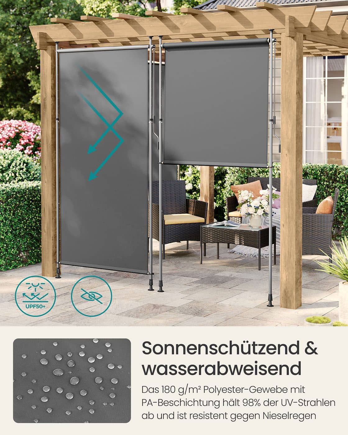 Senkrechtmarkise höhenverstellbar 150 x (220-300) cm anthrazitgrau Senkrechtmarkise höhenverstellbar 150 x (220-300) cm anthrazitgrau