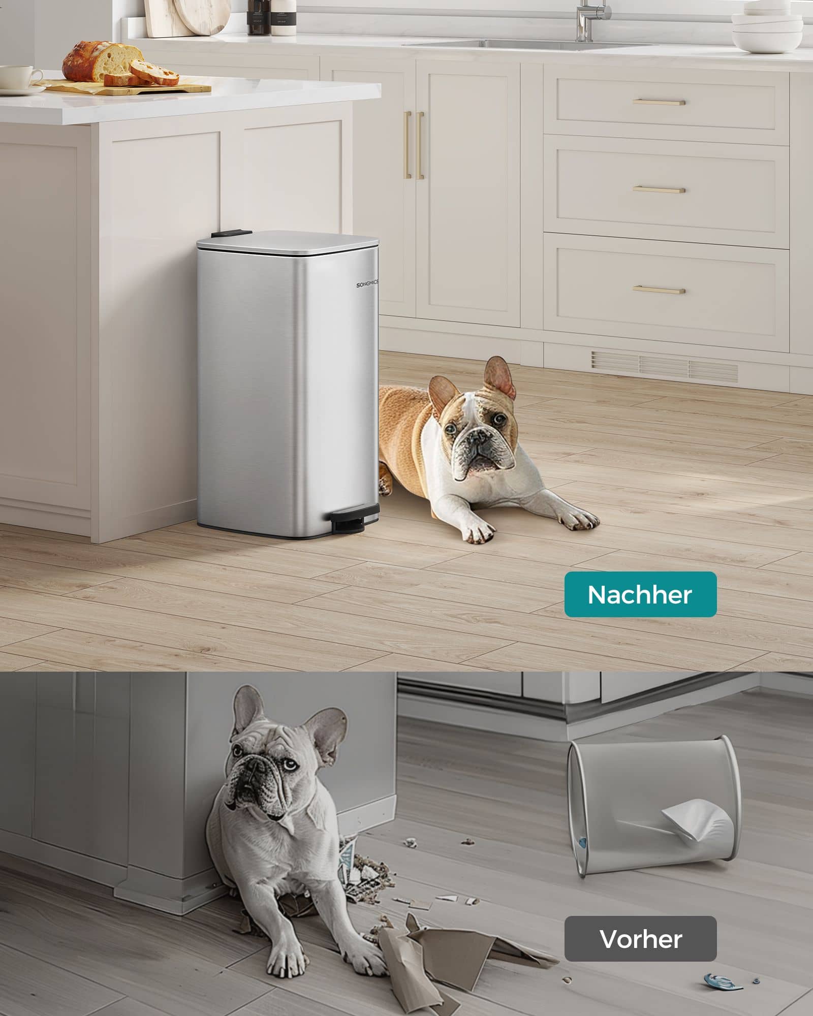 Mülleimer 30 Liter aus Stahl metallicsilber Mülleimer 30 Liter aus Stahl metallicsilber