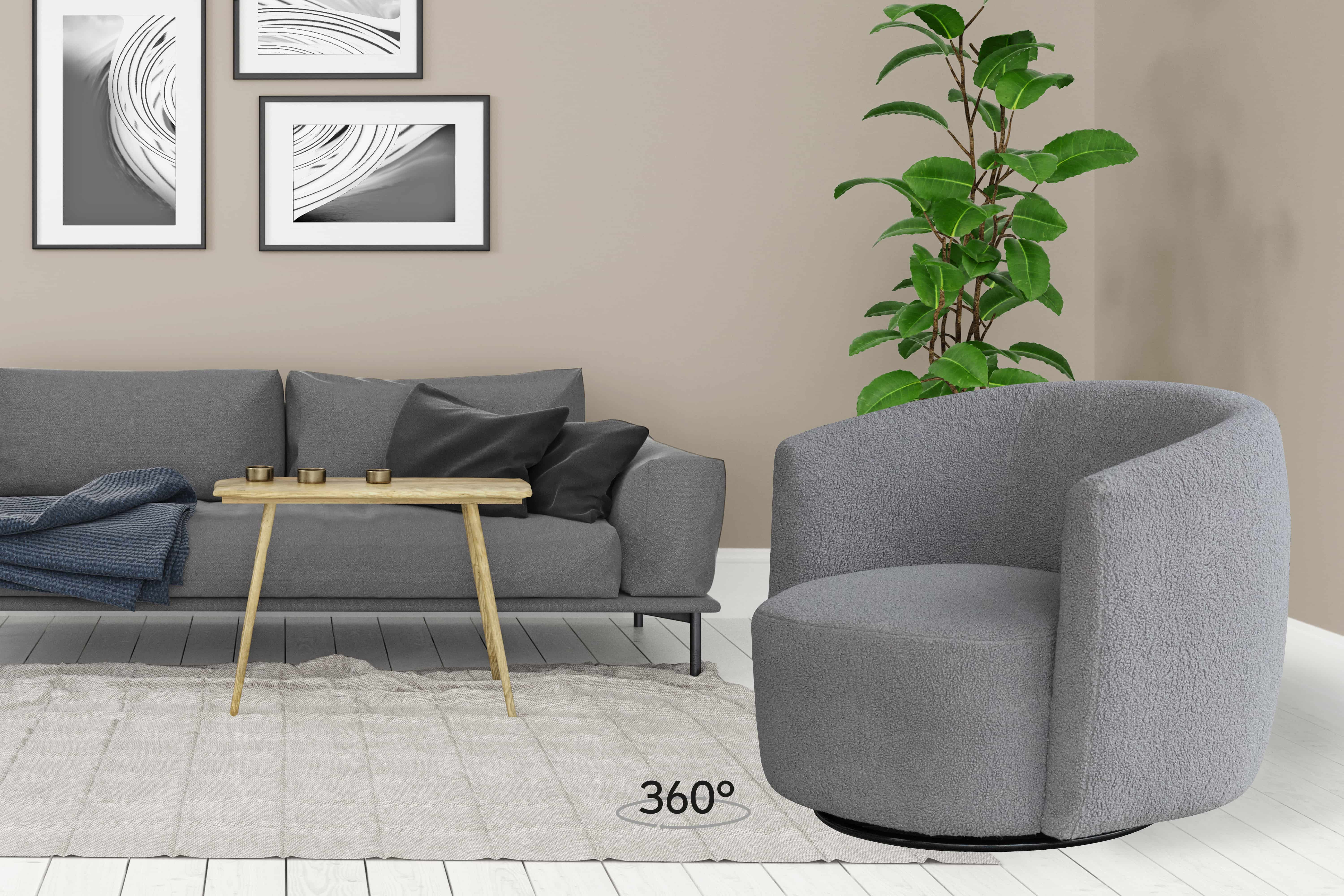 Drehsessel Aveiro 125 – Teddy-Sessel 82×84×71 cm weiß/grau Drehsessel Aveiro 125 – Teddy-Sessel 82×84×71 cm weiß/grau