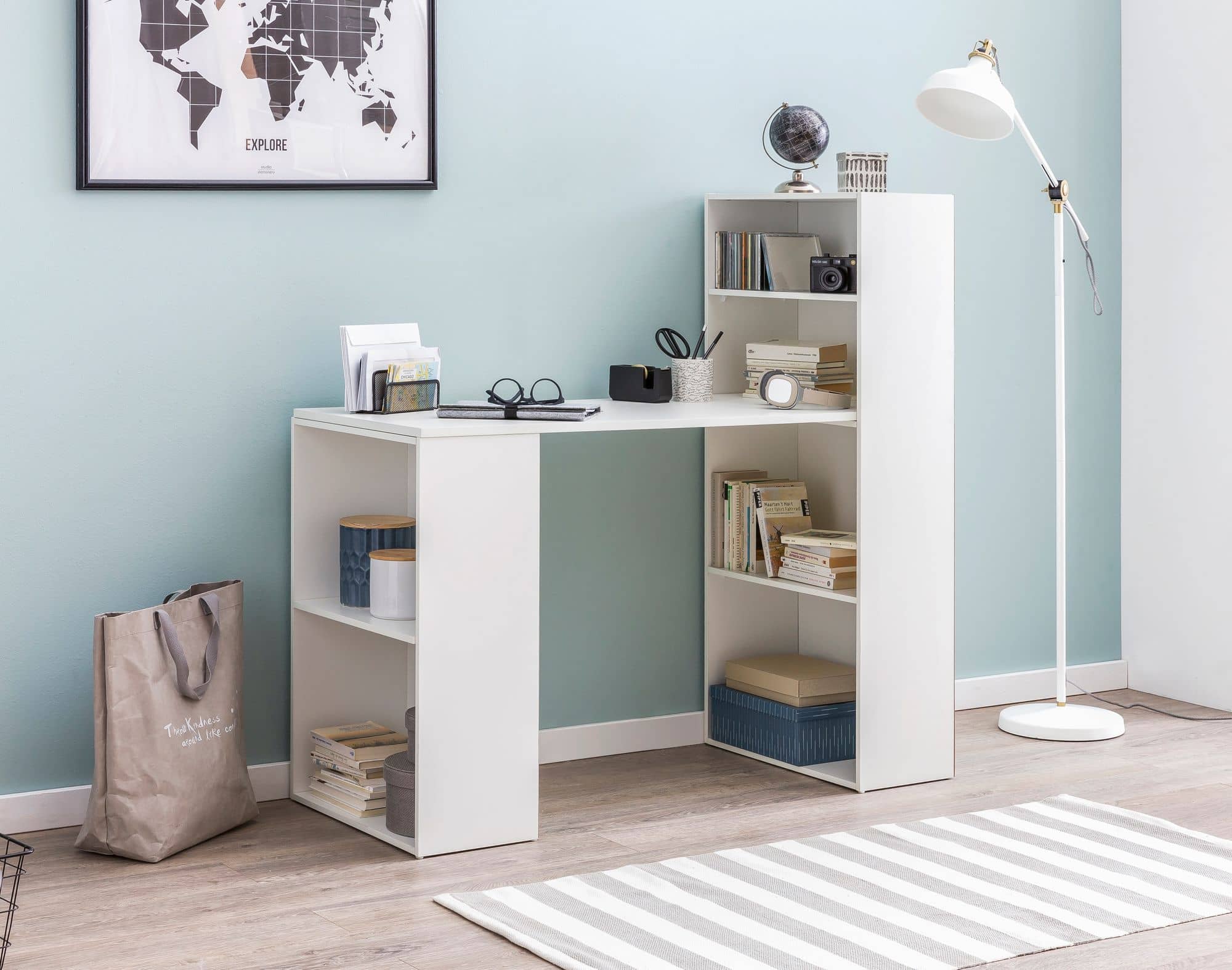 47461-WOHNLING-Schreibtisch-SAMSON-mit-Regal-120x_2 Schreibtisch WL5.692 mit Regal 120 x 120 x 53 cm Weiß Matt Holz Modern