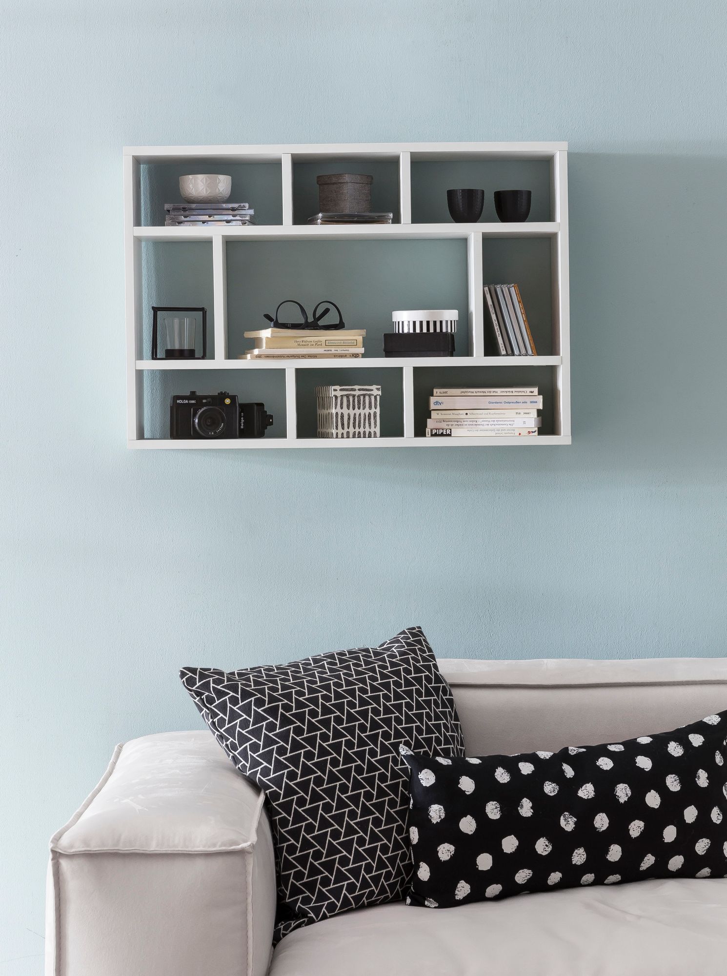 48469-WOHNLING-Wandregal-AURA-75x51x16-cm-Weiss-W_4 Wandregal WL5.810 Weiß 75x51x16 cm Holz Hängeregal Modern