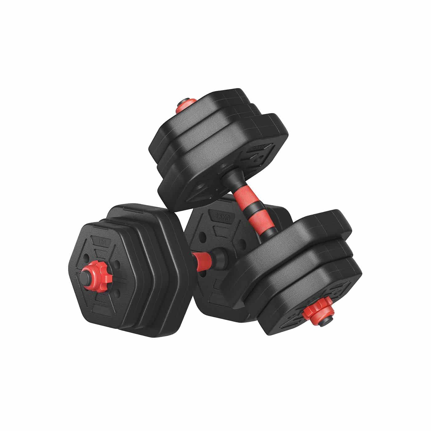 Hantelset mit Verbindungsstange 20 kg für Zuhause tintenschwarz