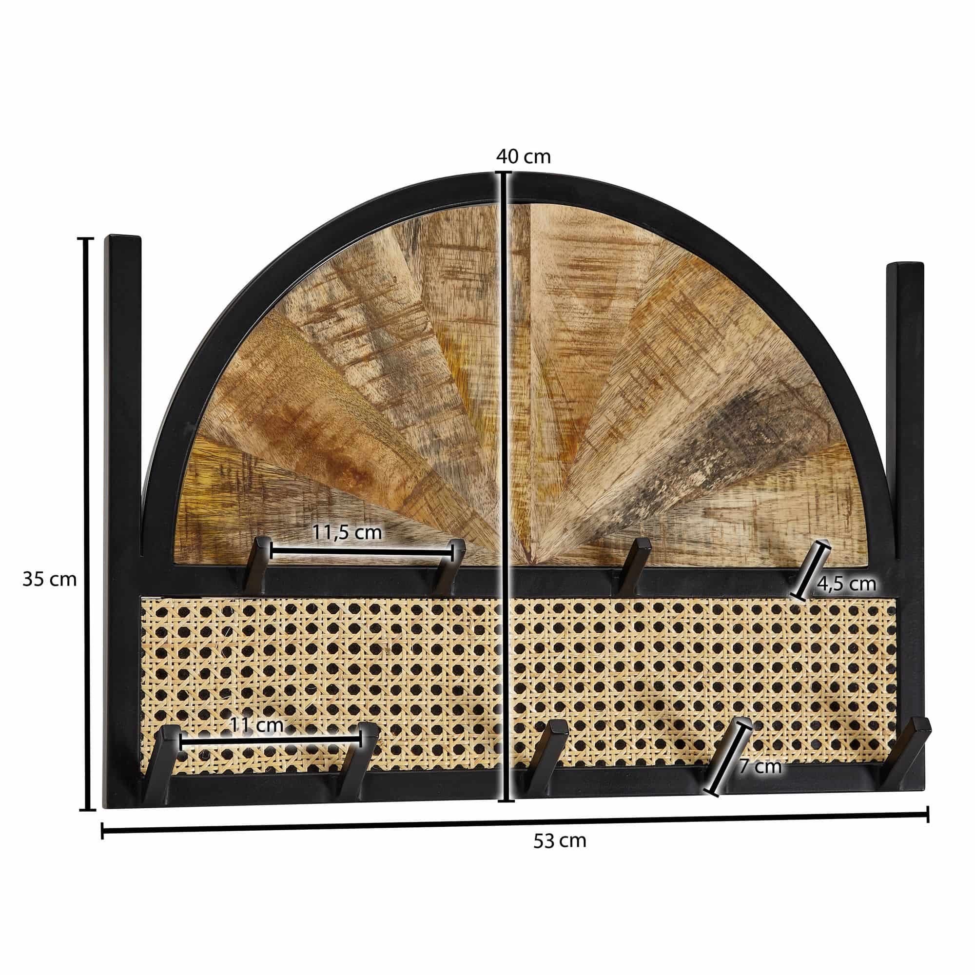 67864-Wohnling-Garderobe-54x8x40-cm-Mango-Rattan-WL6-590-WL6-590_1 Wandgarderobe Mango Massivholz / Rattan 53x40x7,5 cm Design Flurgarderobe
