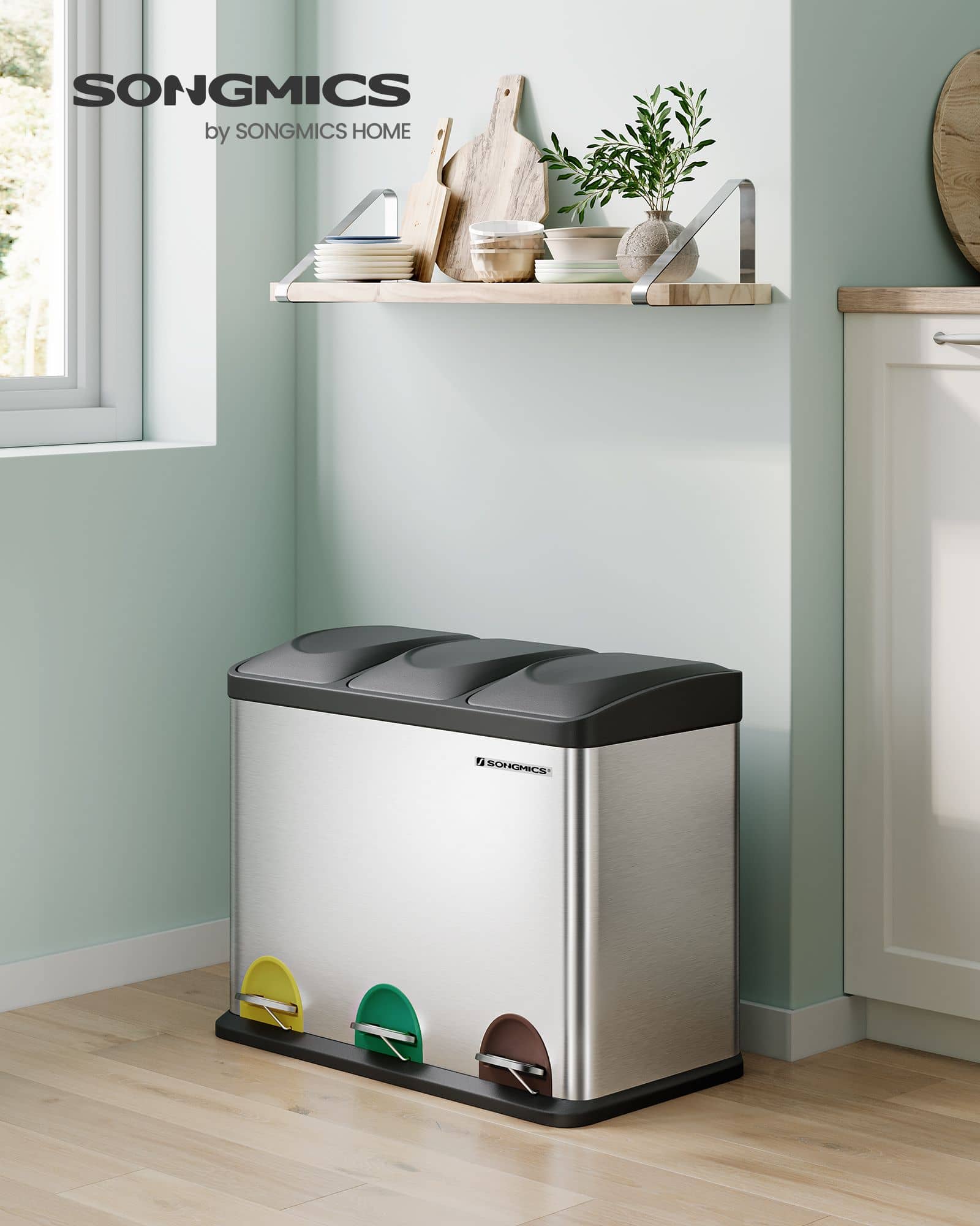 Großer Mülltrenner 45 Liter (3 x 15 L)-B34LTB45L Großer Mülltrenner 45 Liter (3 x 15 L)-B34LTB45L