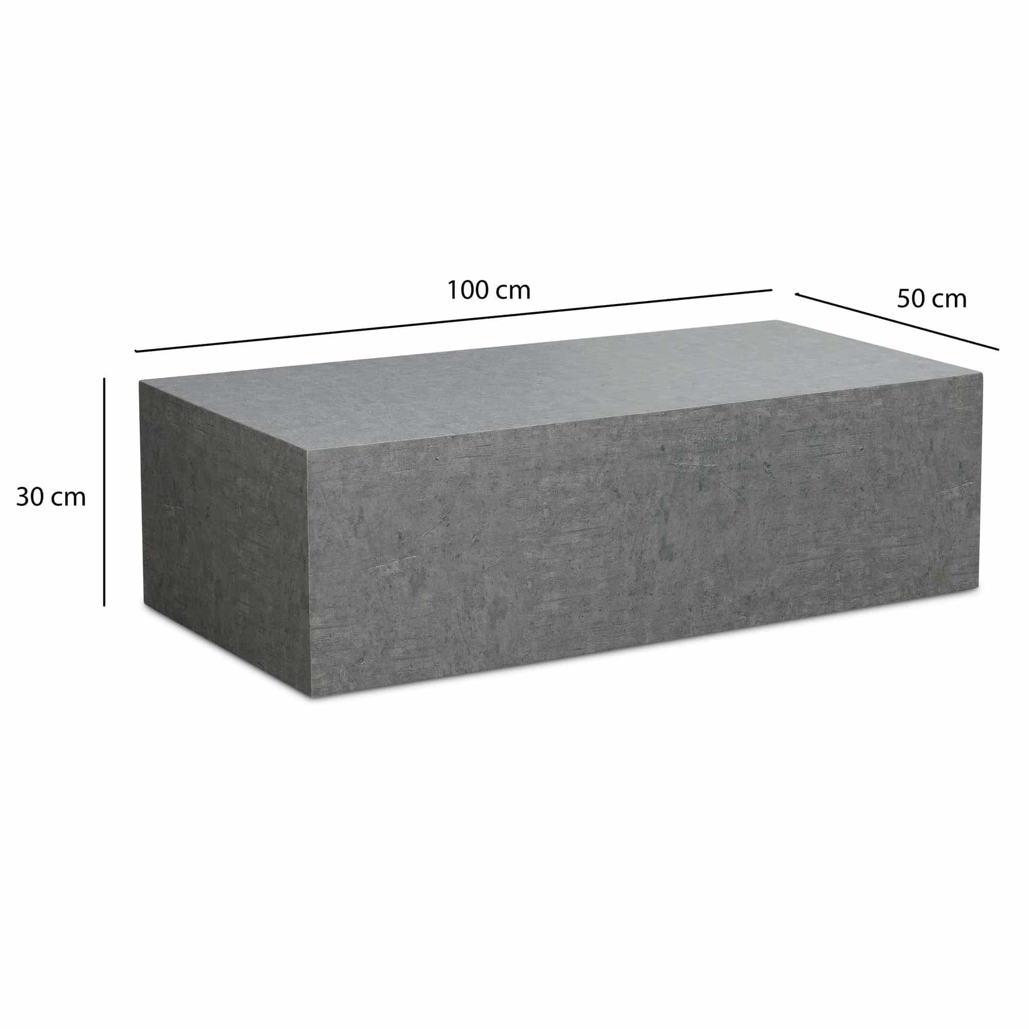 Couchtisch MONOBLOC 100x50x30 cm in Beton-Optik Grau