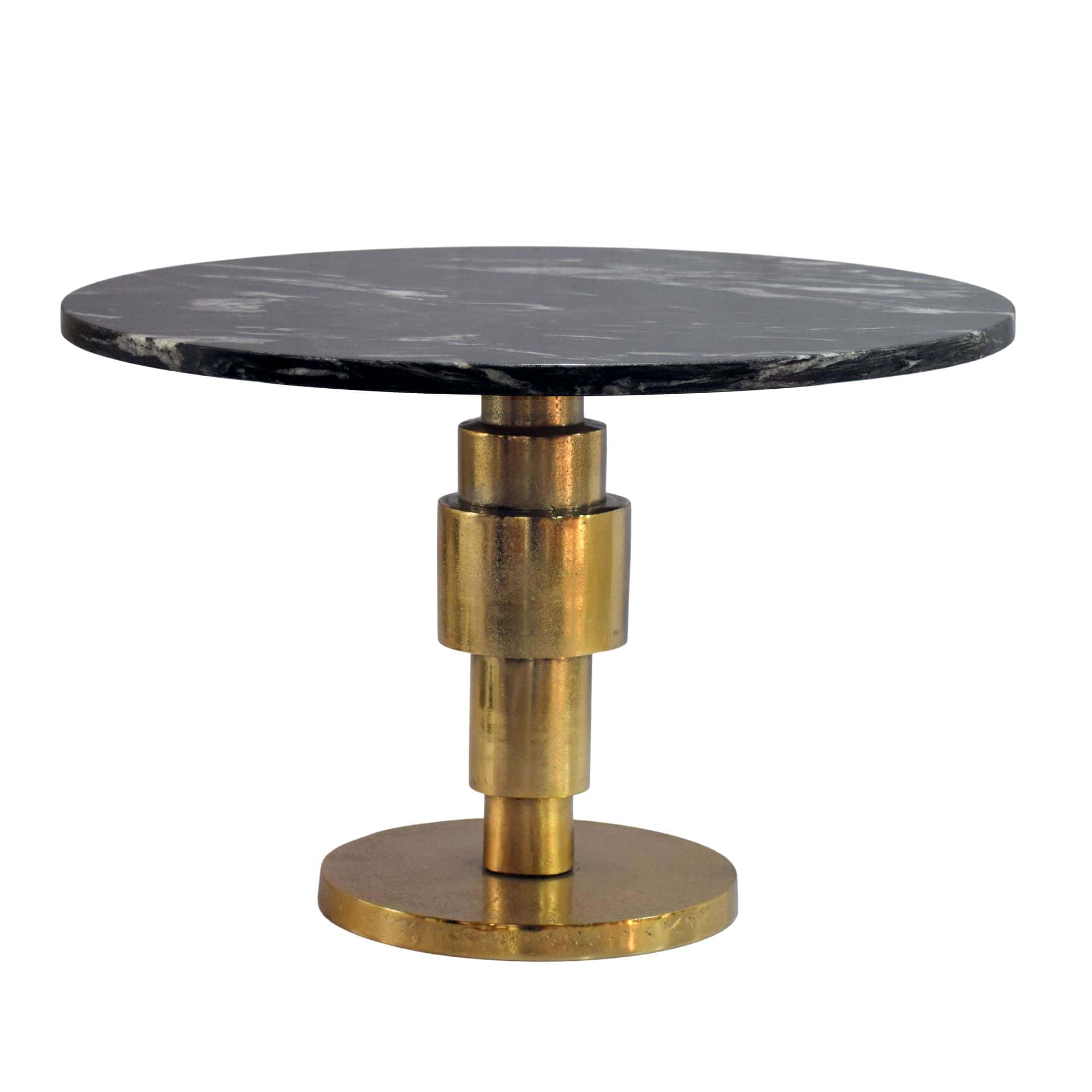 Couchtisch Gold 60cm mit schwarzer Marmor Tischplatte - Wohnzimmertisch rund - Sofatisch Alu modern - Beistelltisch Aluminium - Design Tisch Wohnzimmer Metallgestell Handmade