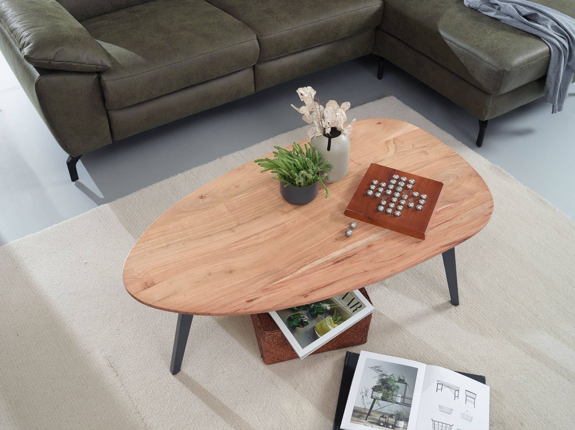 Couchtisch Akazie Massivholz 110 x 45 x 60 cm Wohnzimmertisch Nierenform Couchtisch Akazie Massivholz 110 x 45 x 60 cm Wohnzimmertisch Nierenform